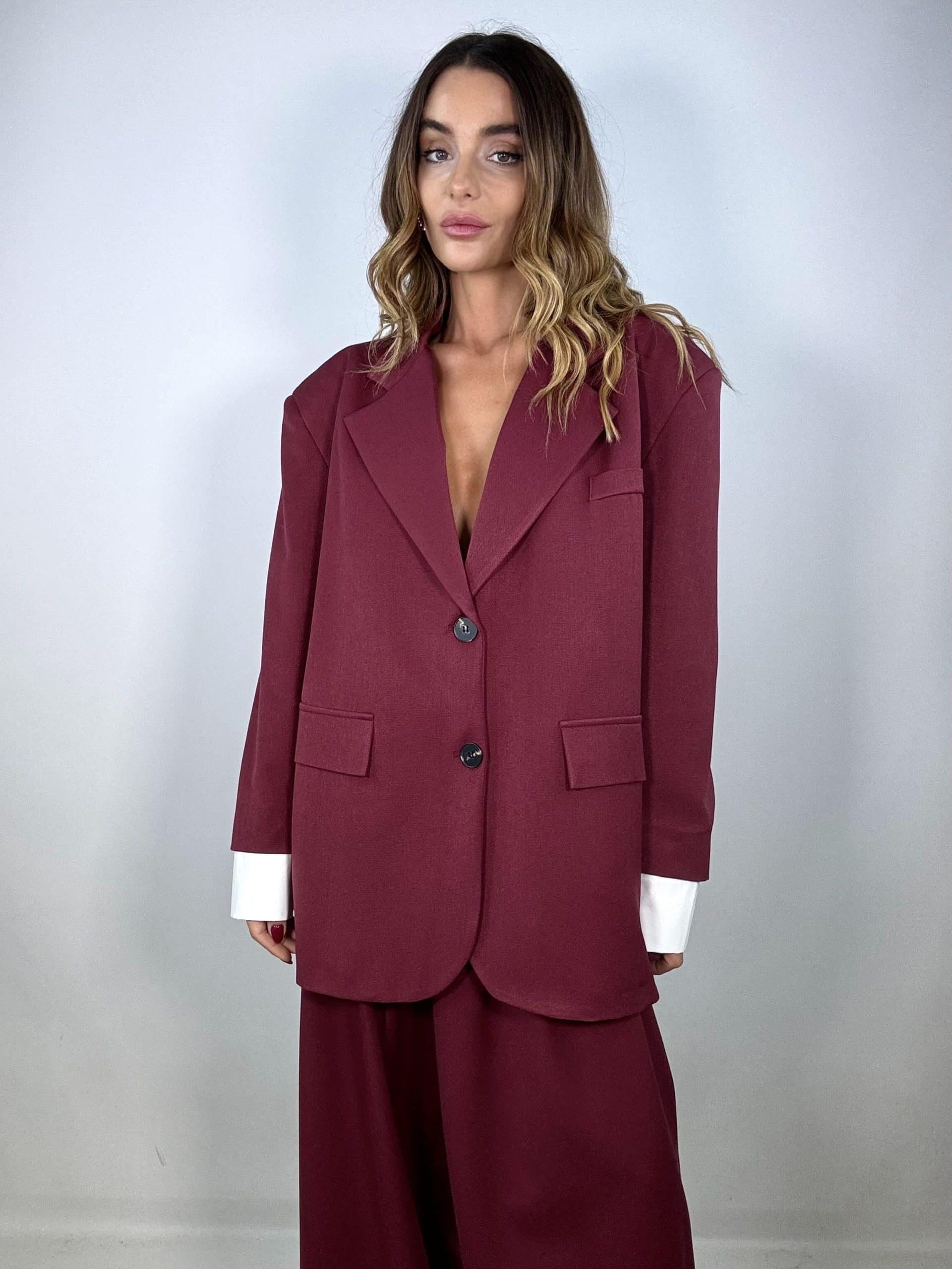 Blazer Super Over con Maxi Polsini  - Bordeaux