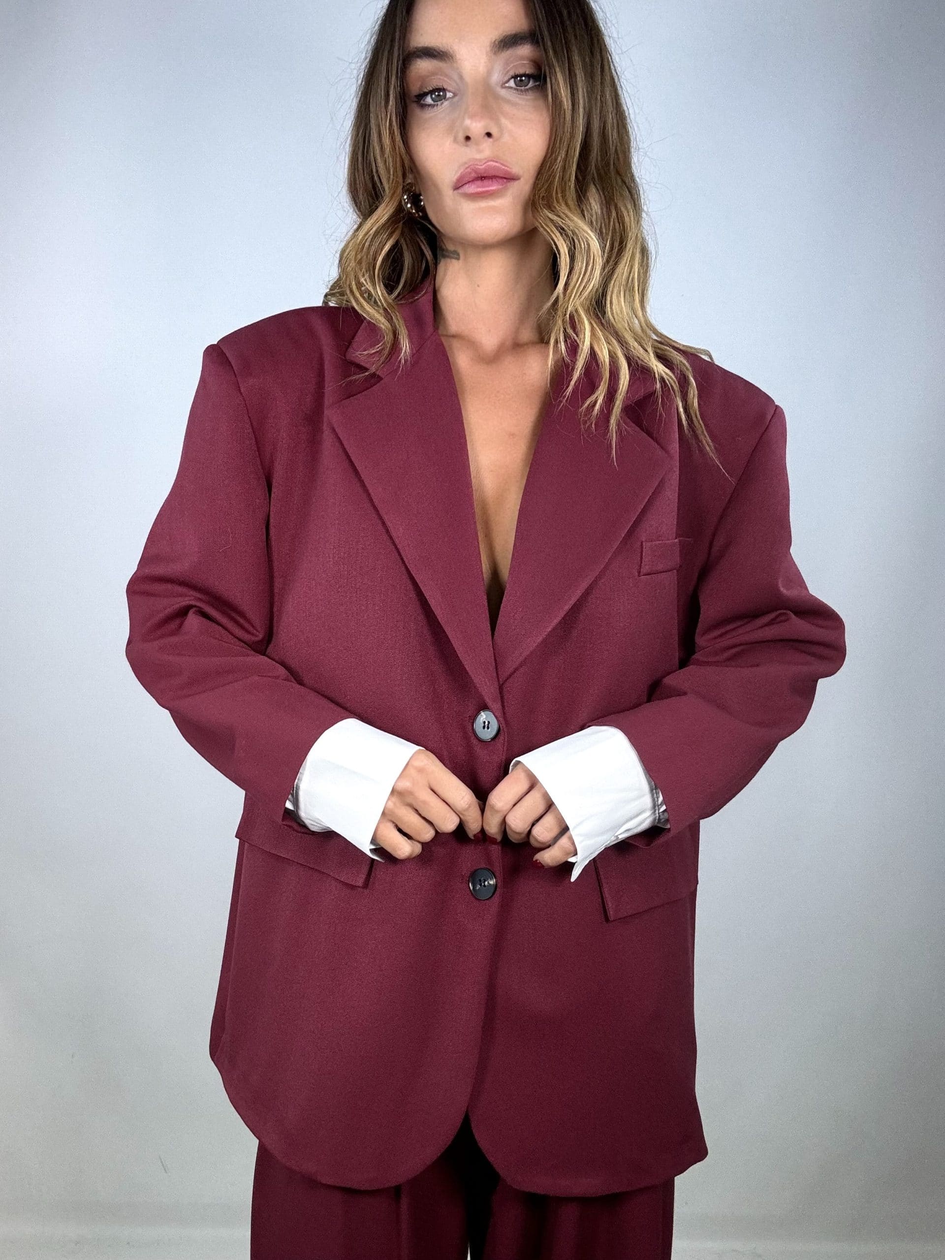 Blazer Super Over con Maxi Polsini  - Bordeaux