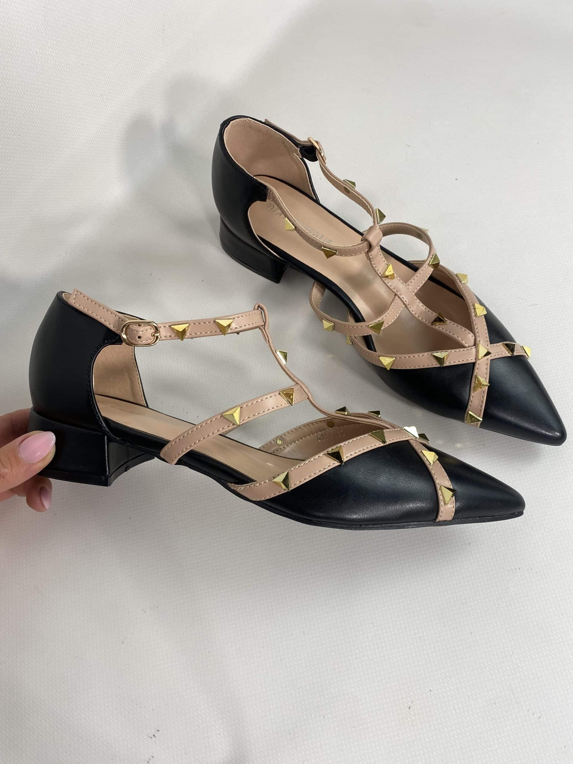 Ballerina Studs con Borchie - Bicolor Nero/ Nude