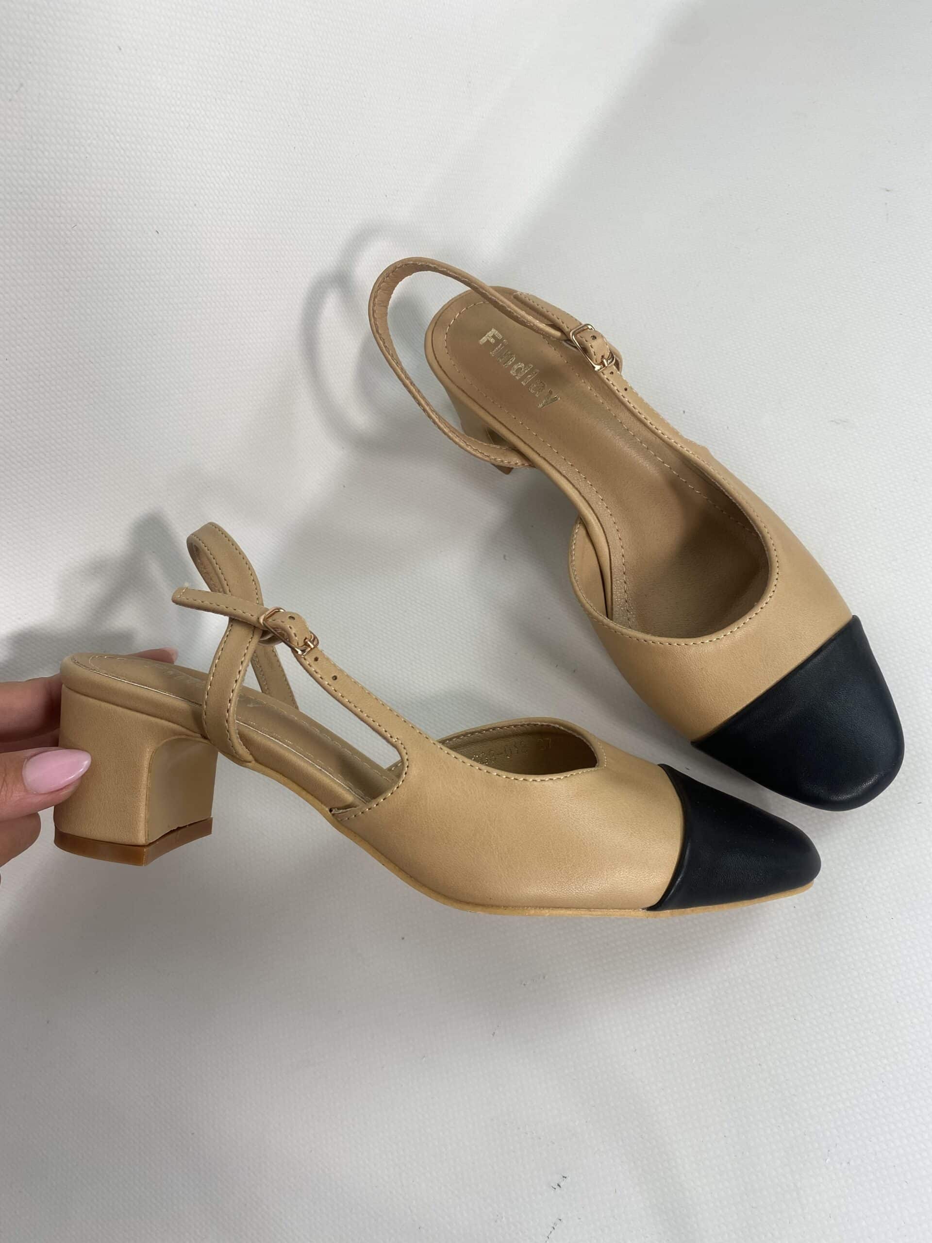 Slingback Bon Ton - Bicolor Nude / Nero.