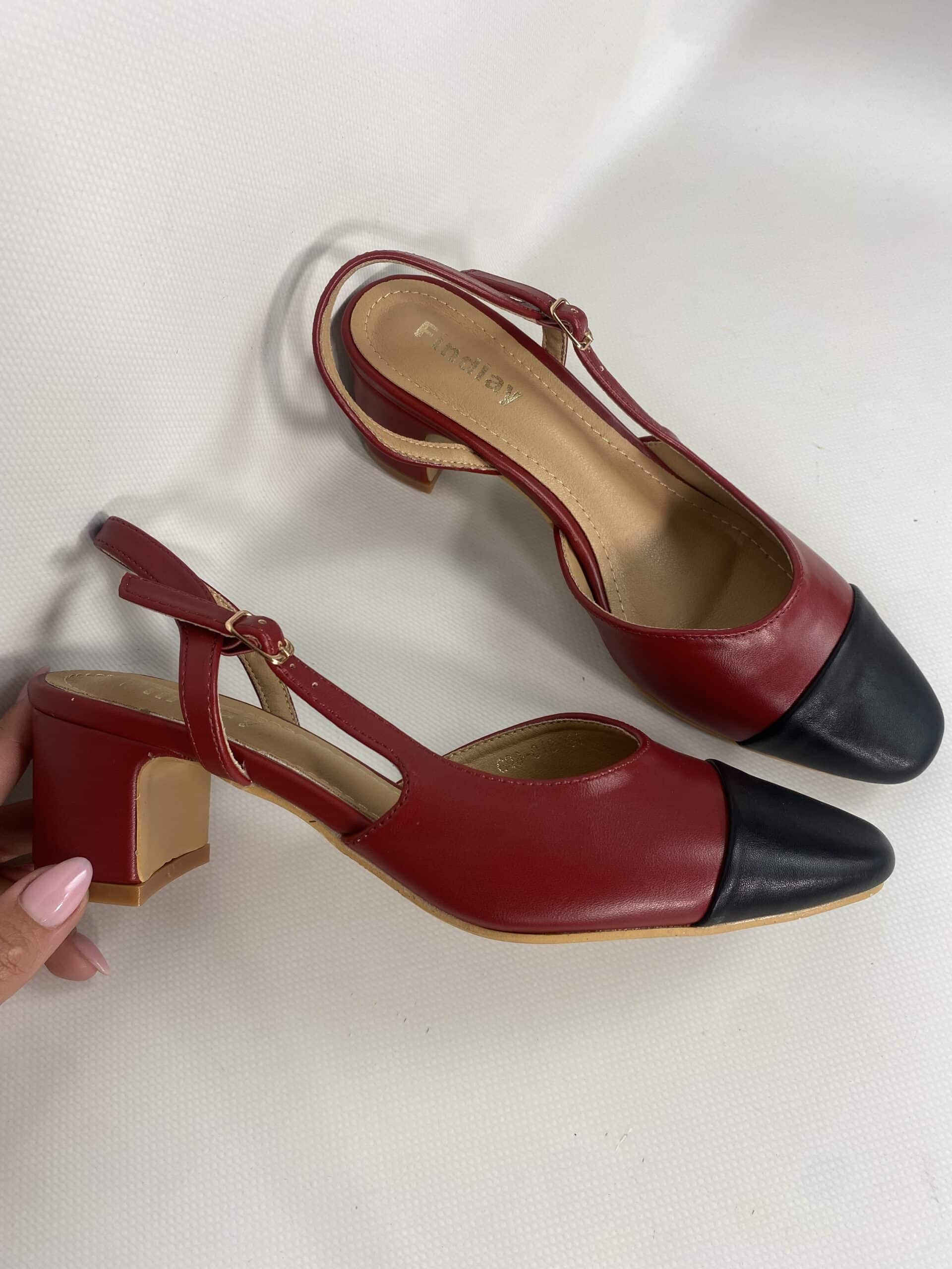 Slingback Bon Ton - Bicolor Wine / Nero