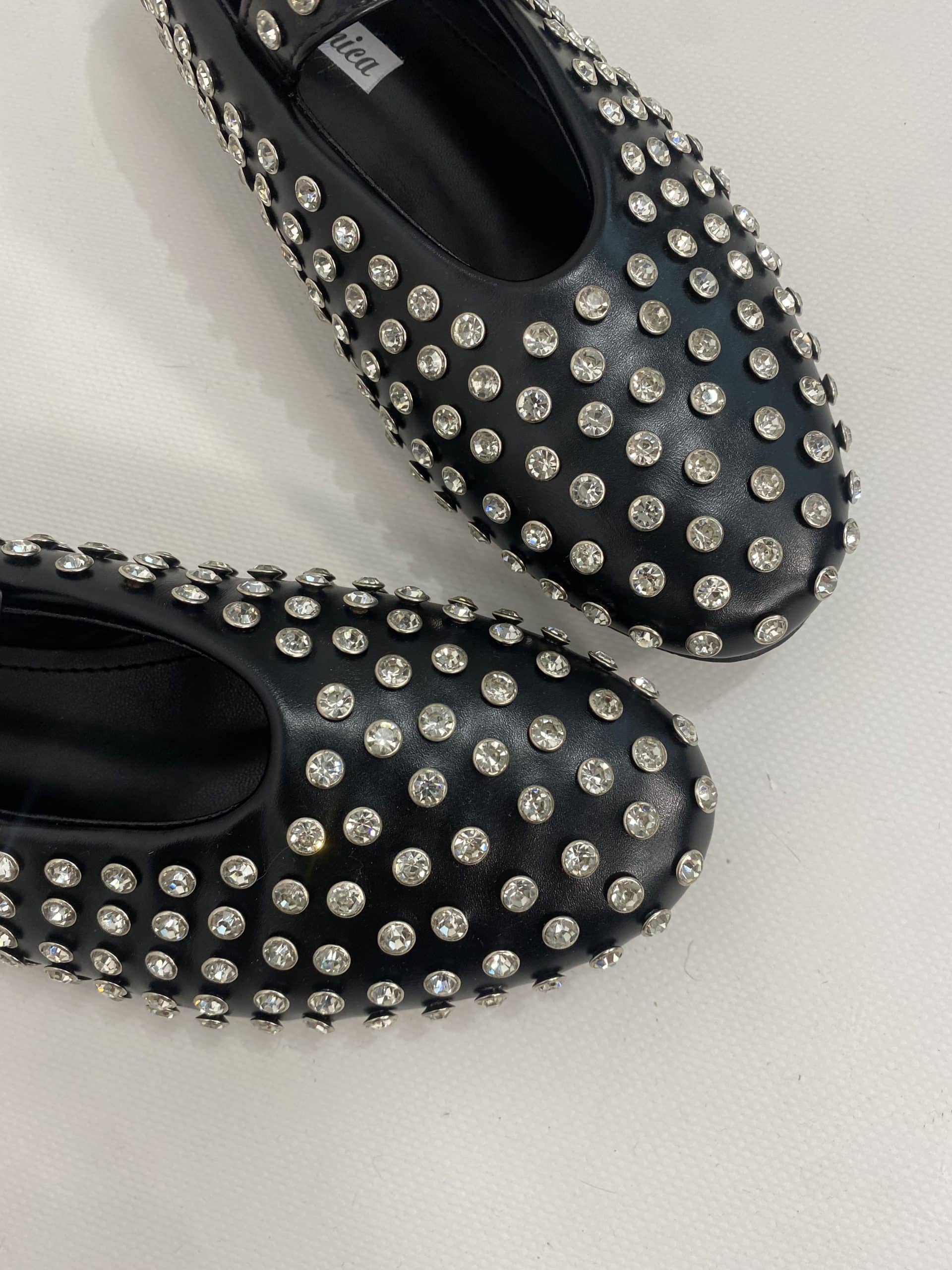 Ballerina Mary Jane Con Strass - Nero