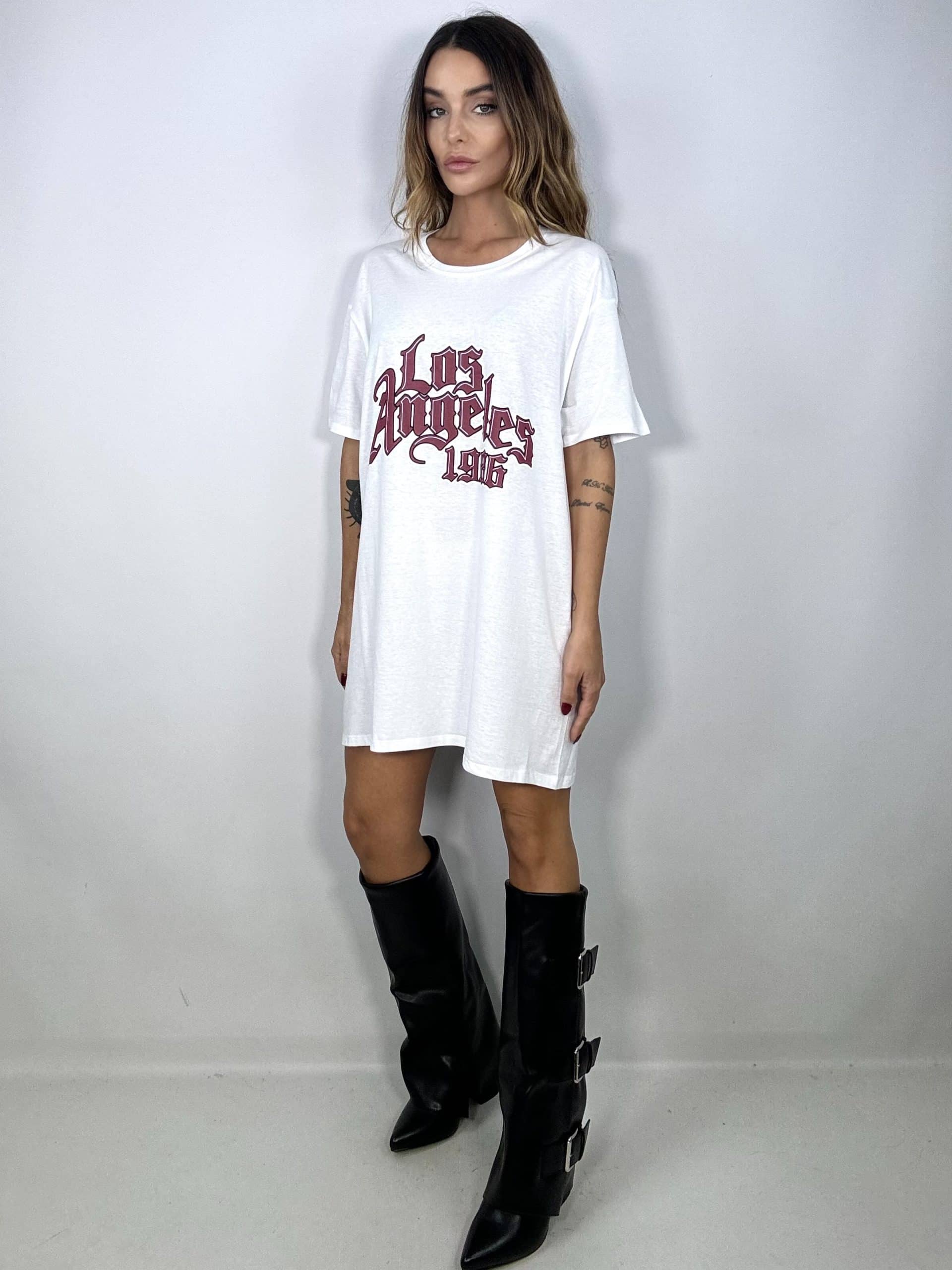 T-shirt Over Los Angeles- Bianco