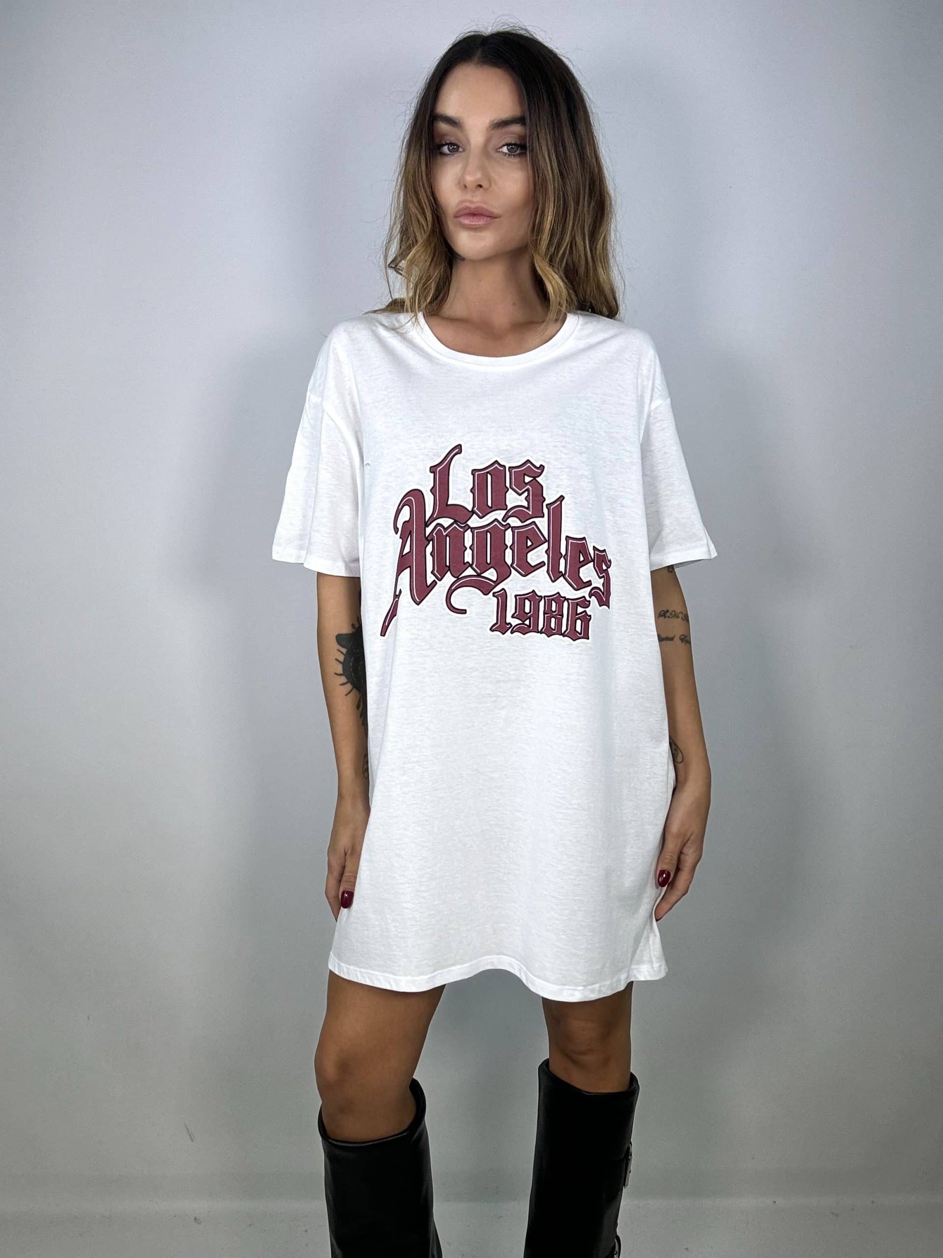 T-shirt Over Los Angeles- Bianco