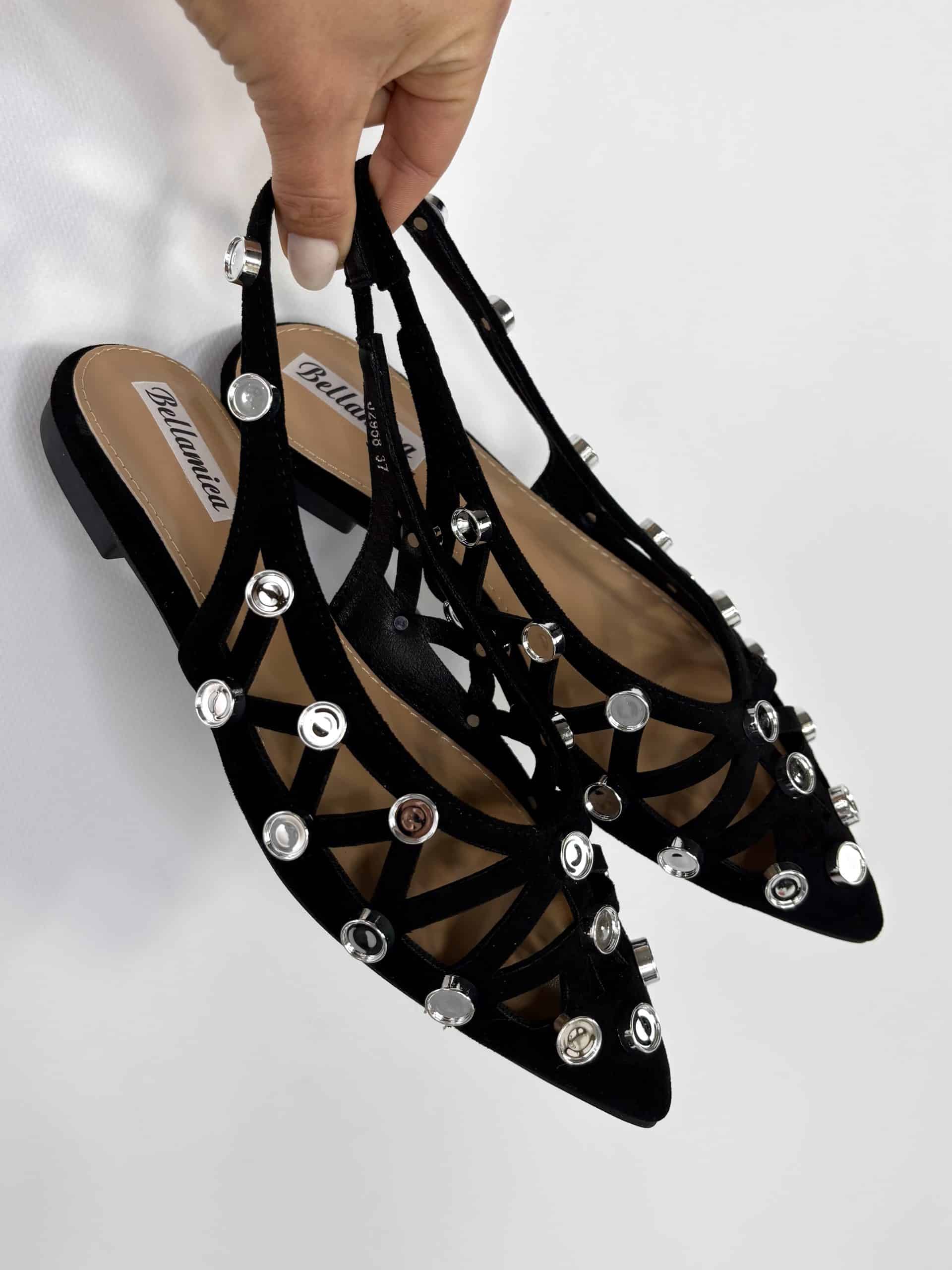 Slingback Intreccio Borchie - Nero