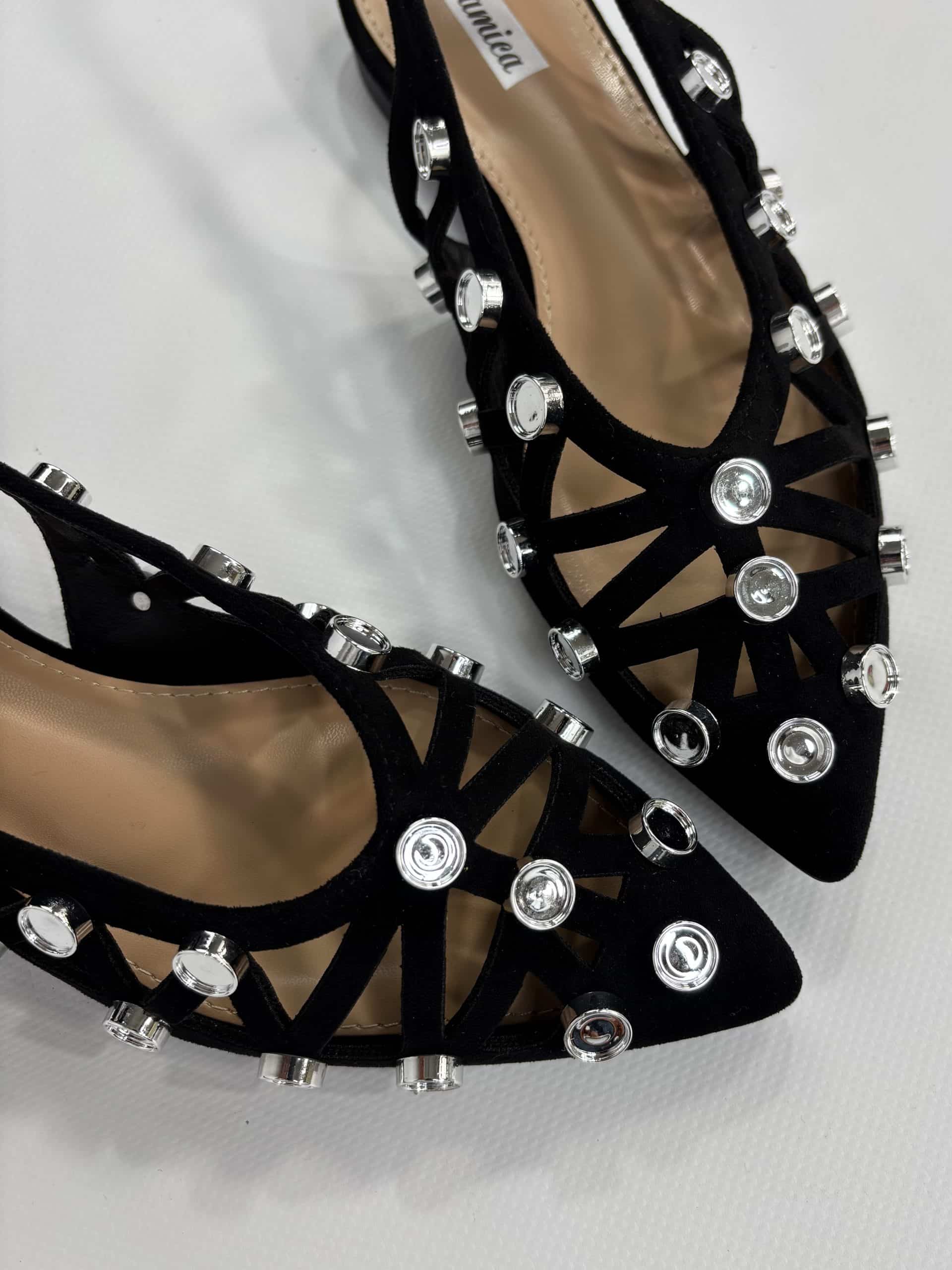 Slingback Intreccio Borchie - Nero