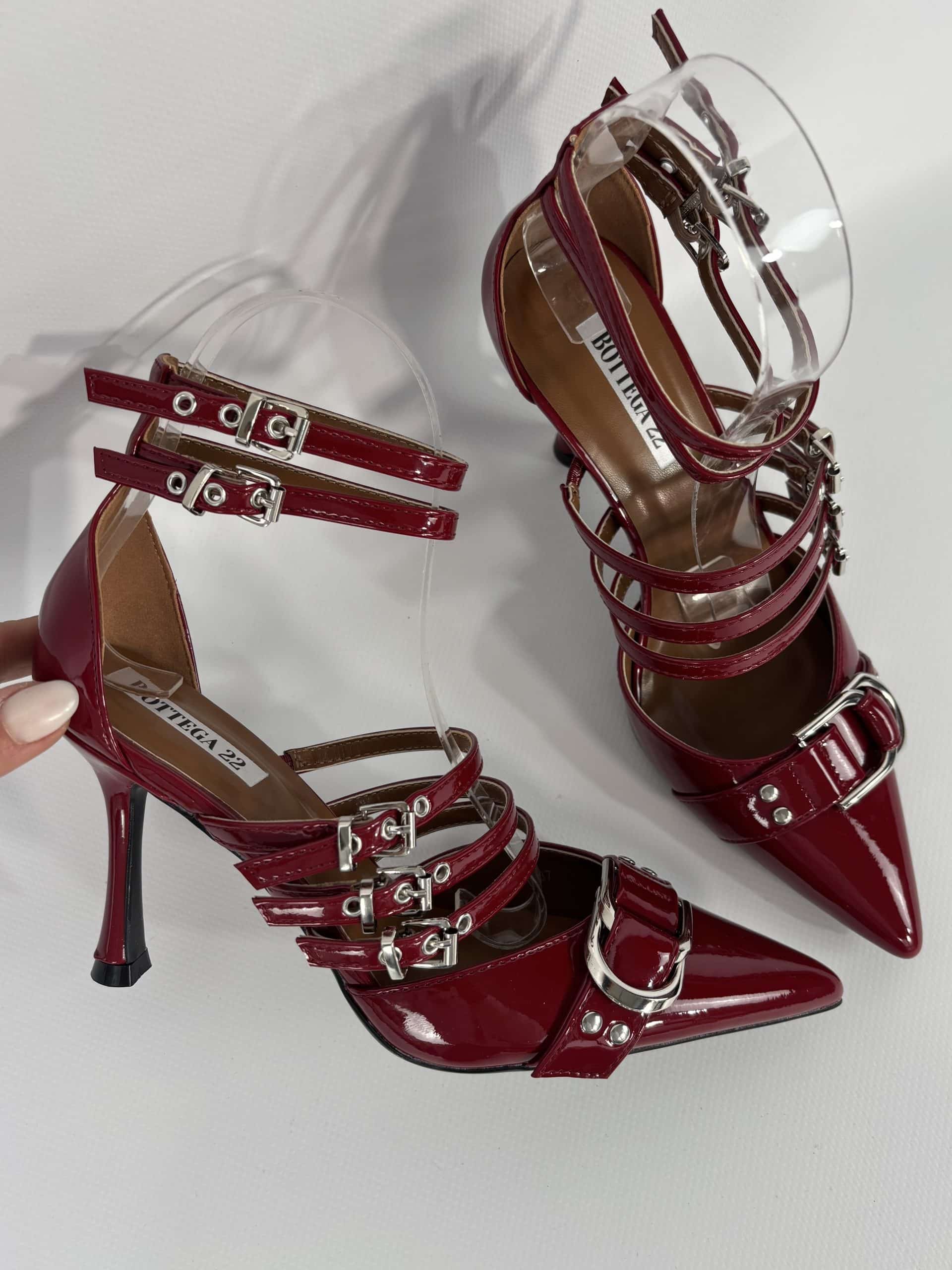 Decollete Cinturini e Fibbie - Bordeaux Vernice