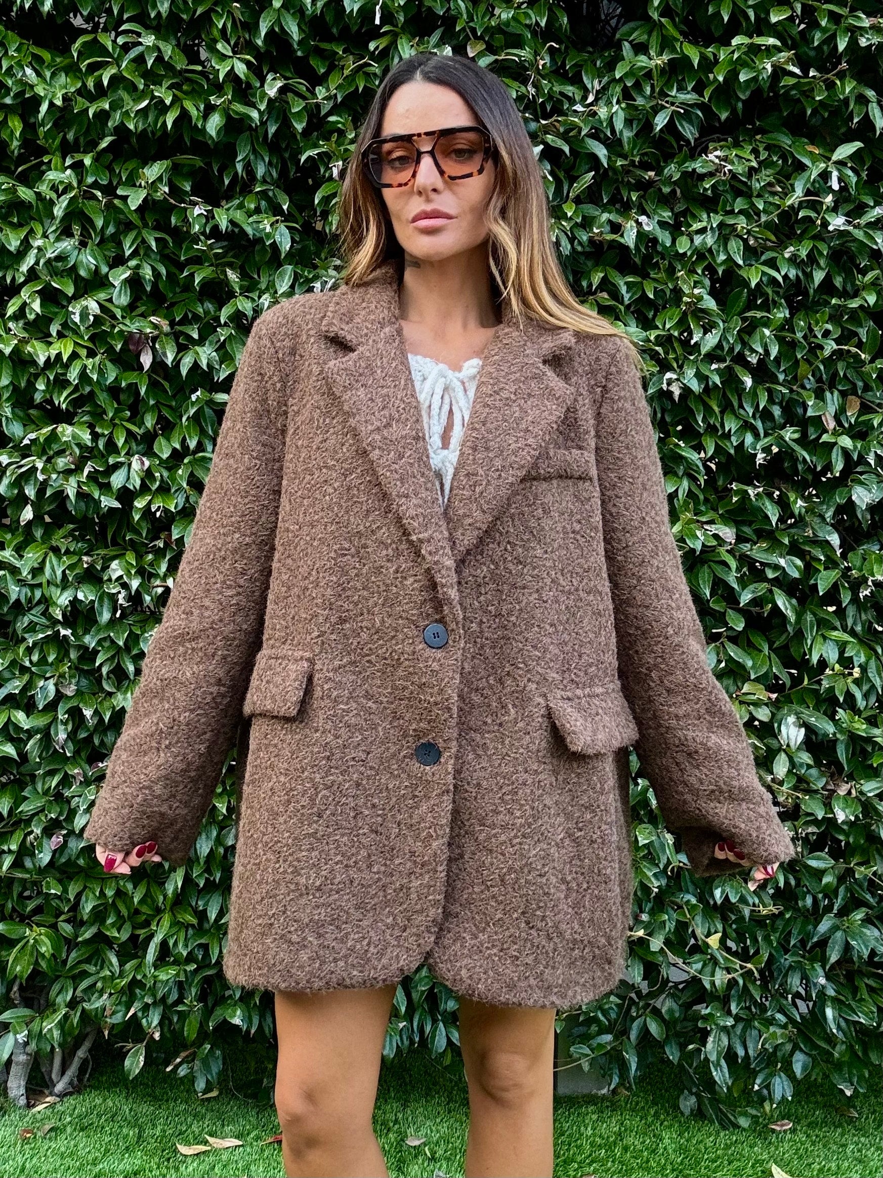 Blazer Teddy Over - Marrone