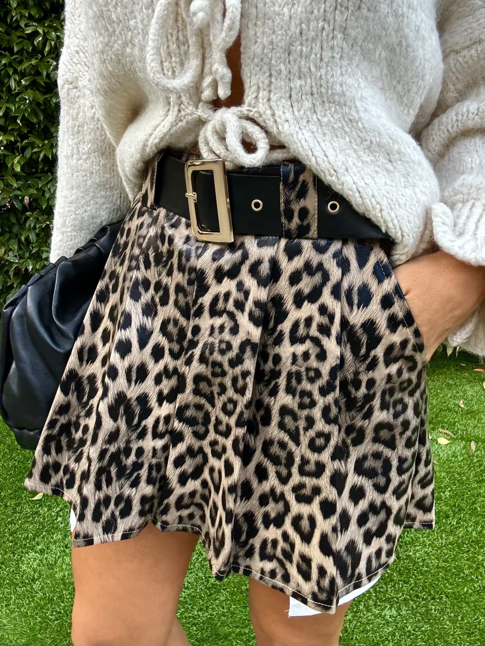 Gonna Skater Ecopelle - Animalier