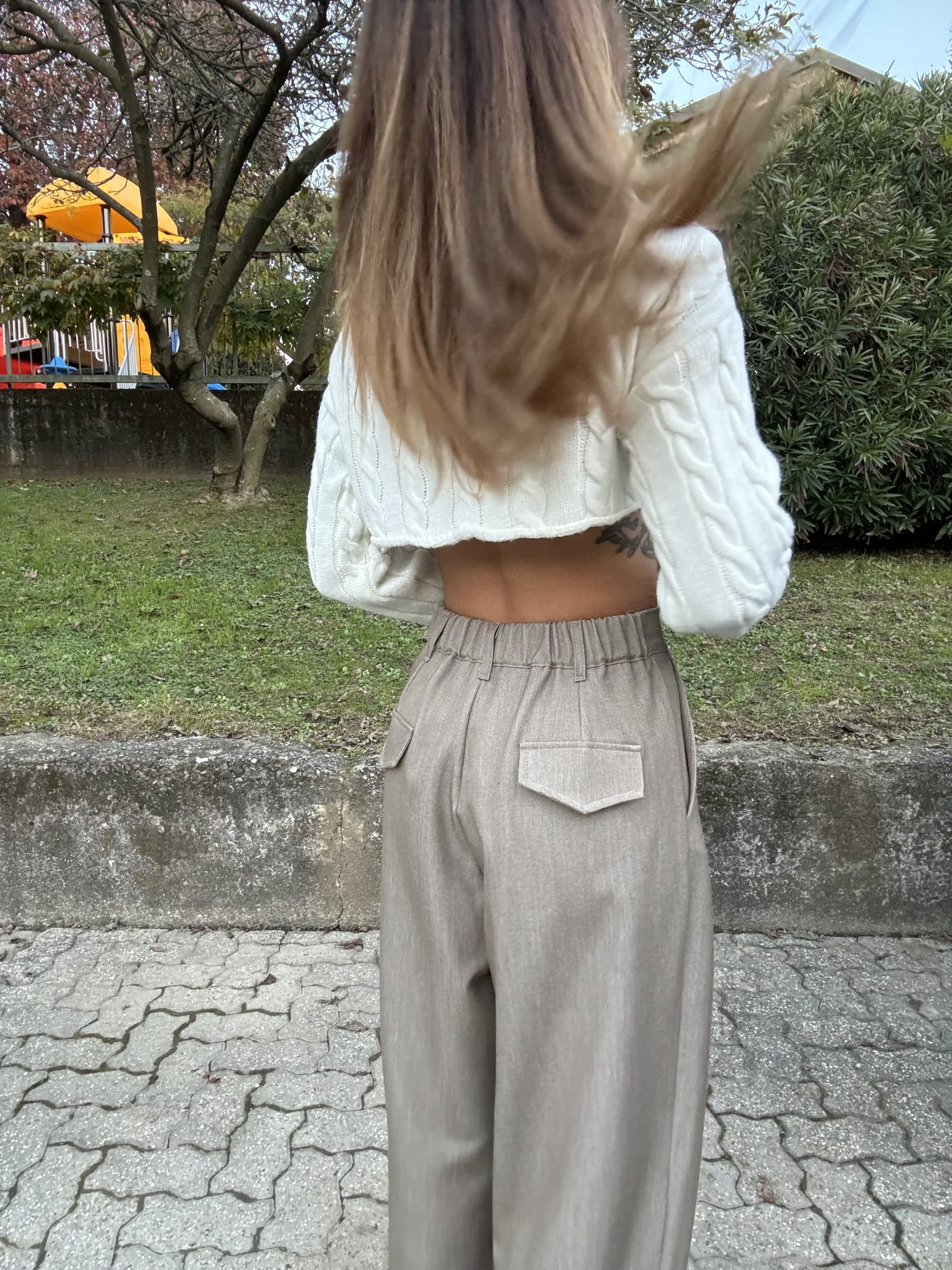 New Pantaloni Completo Wide - Tortora