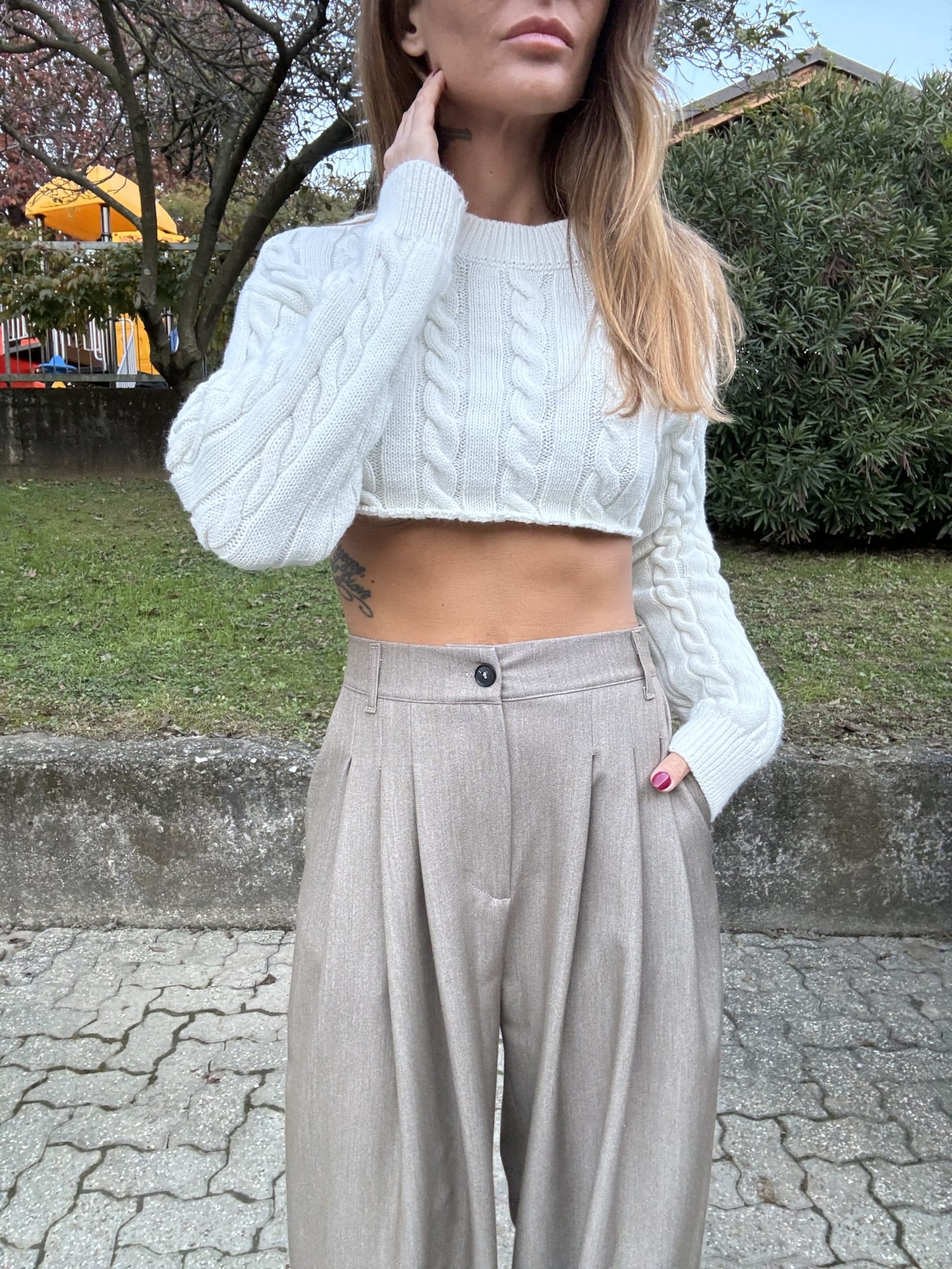 New Pantaloni Completo Wide - Tortora