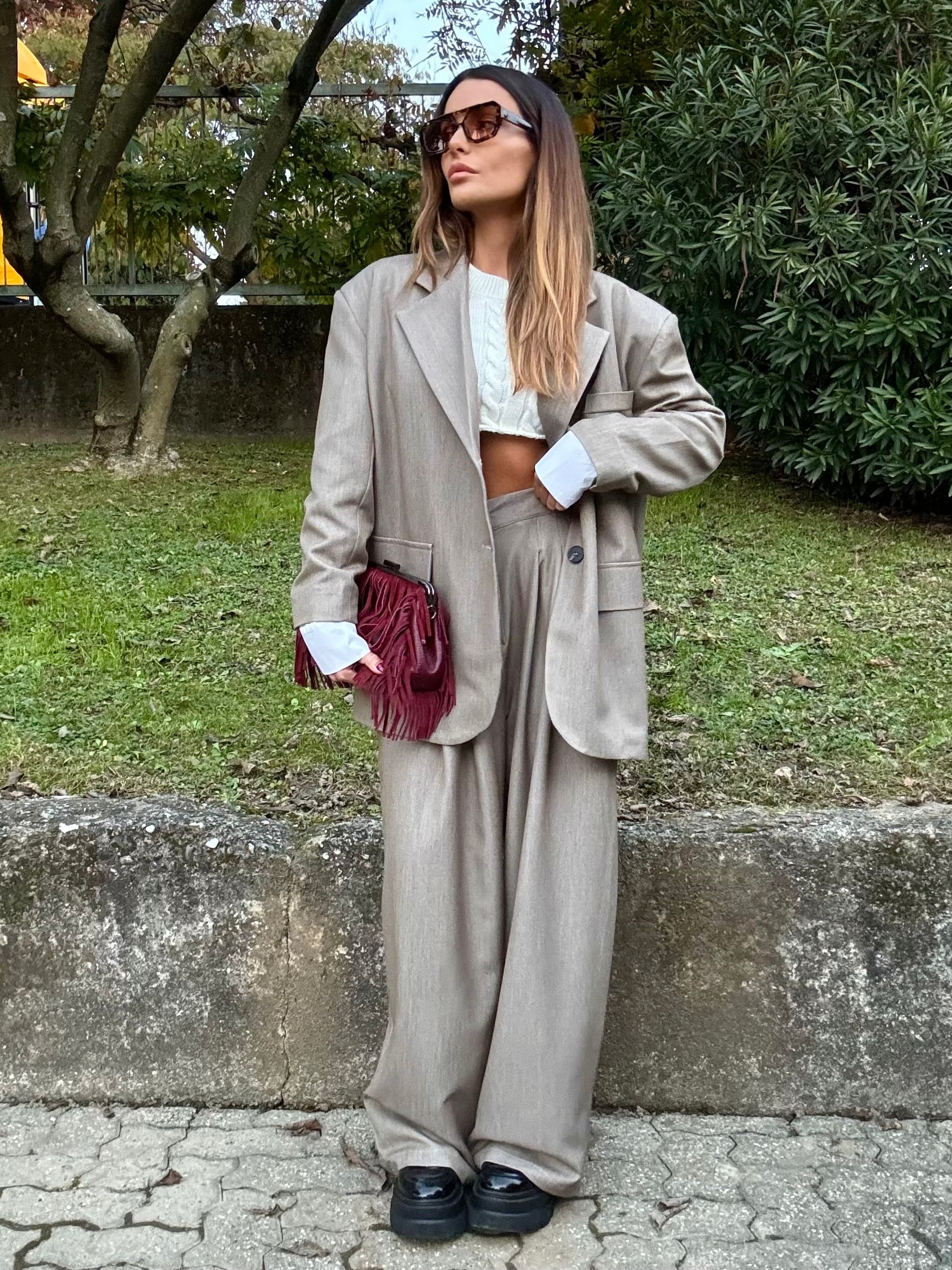 New Pantaloni Completo Wide - Tortora