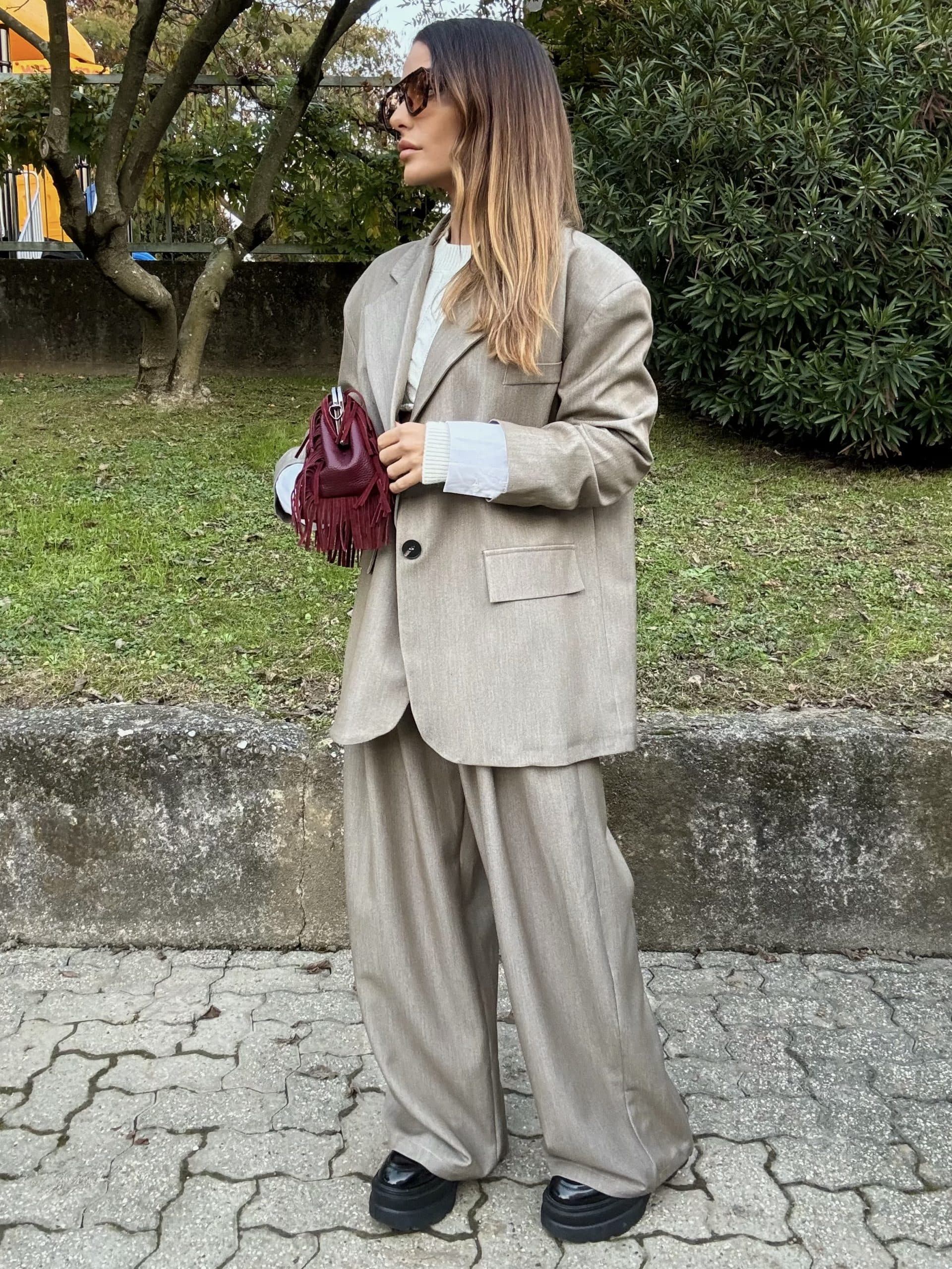 Blazer Super Over con Maxi Polsini  - Tortora