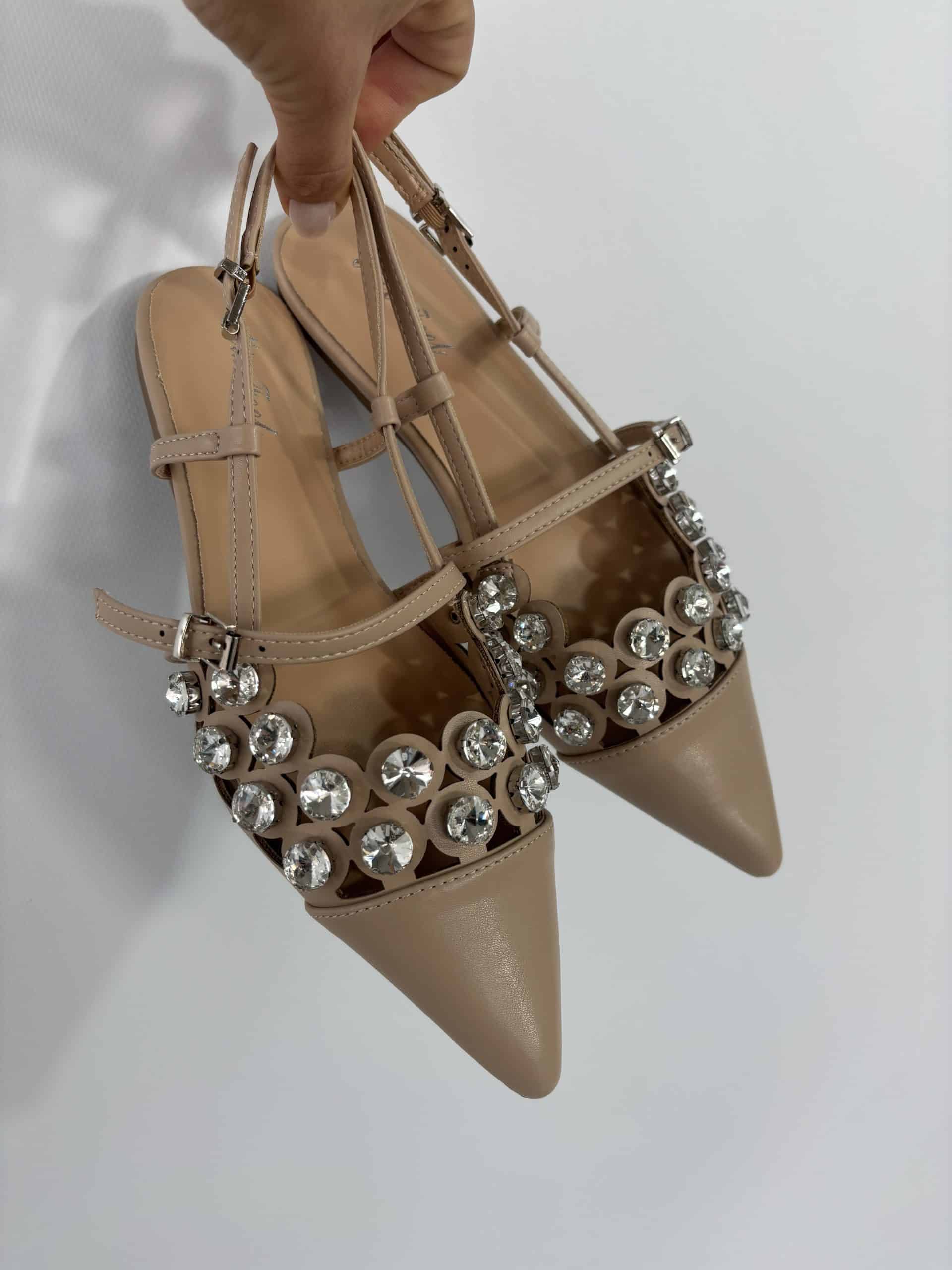Slingback Flat Pietre - Nude