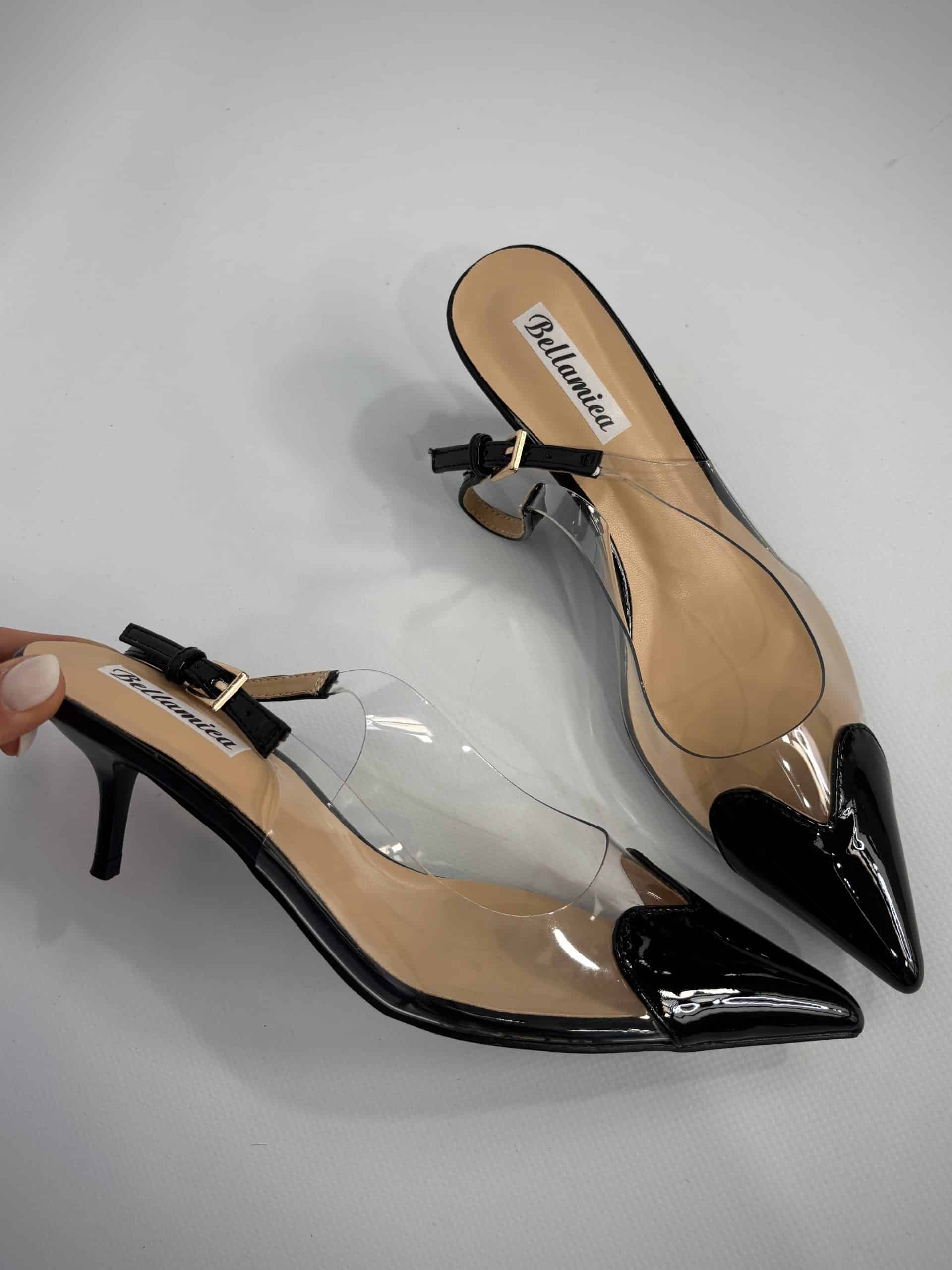 Slingback Pvc Cuore - Nero