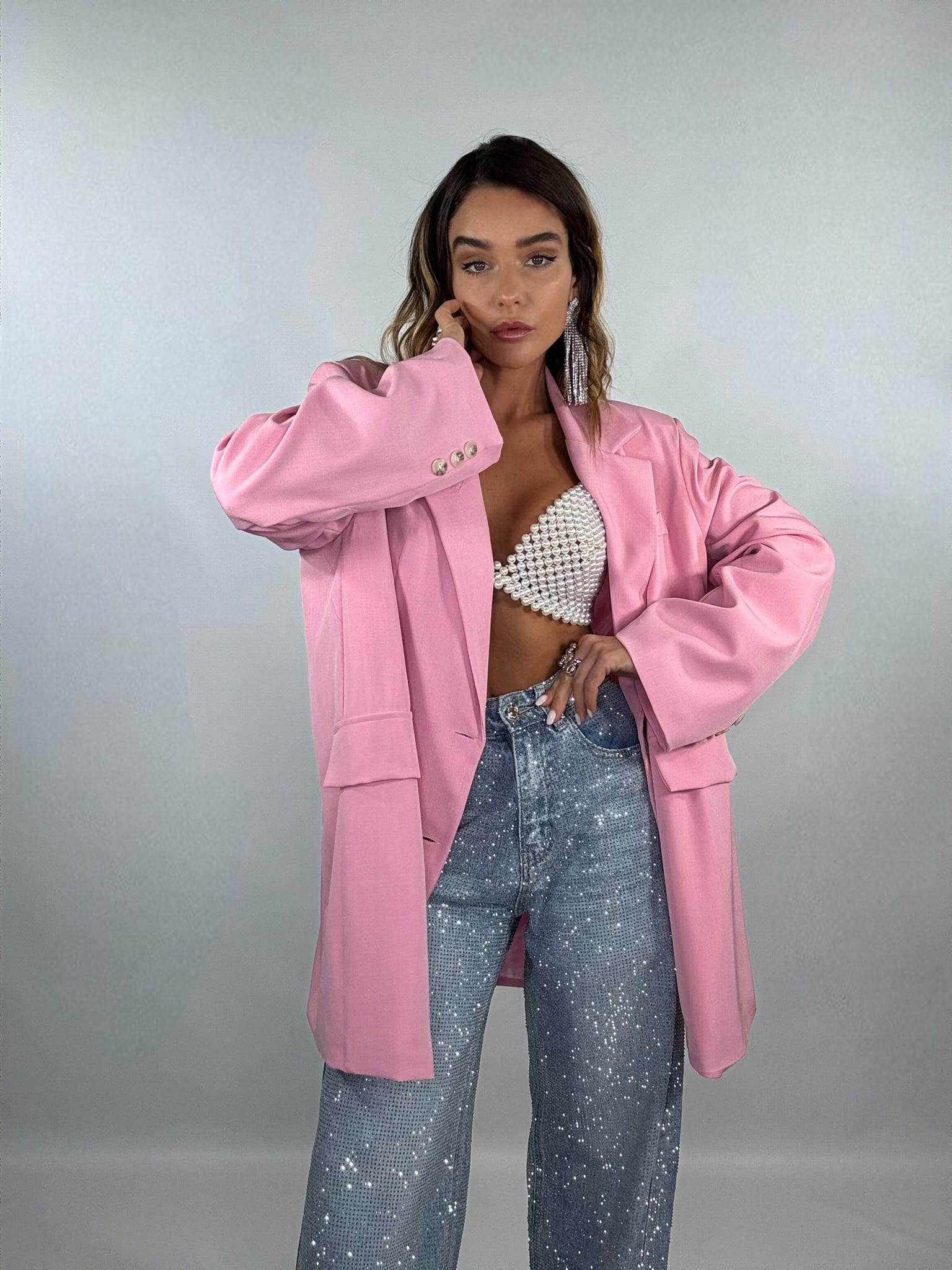 Jeans Wide Super Strass - Denim