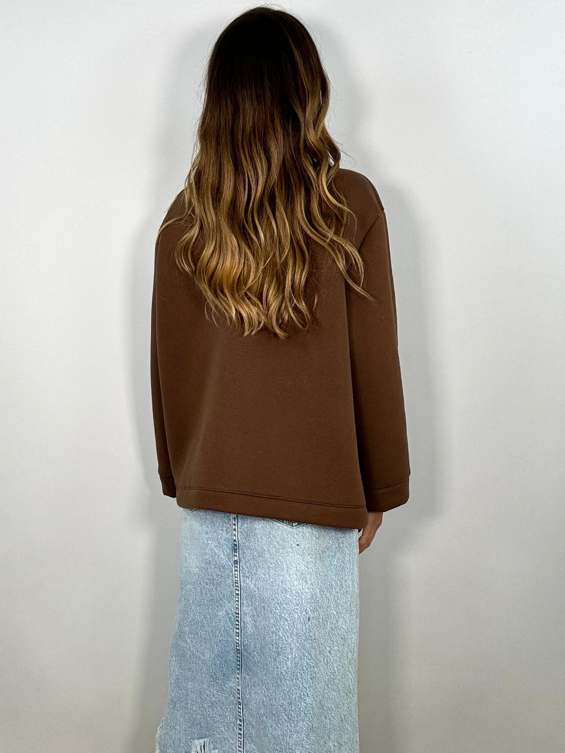 Cardigan Felpa Patch e Orsetto - Marrone