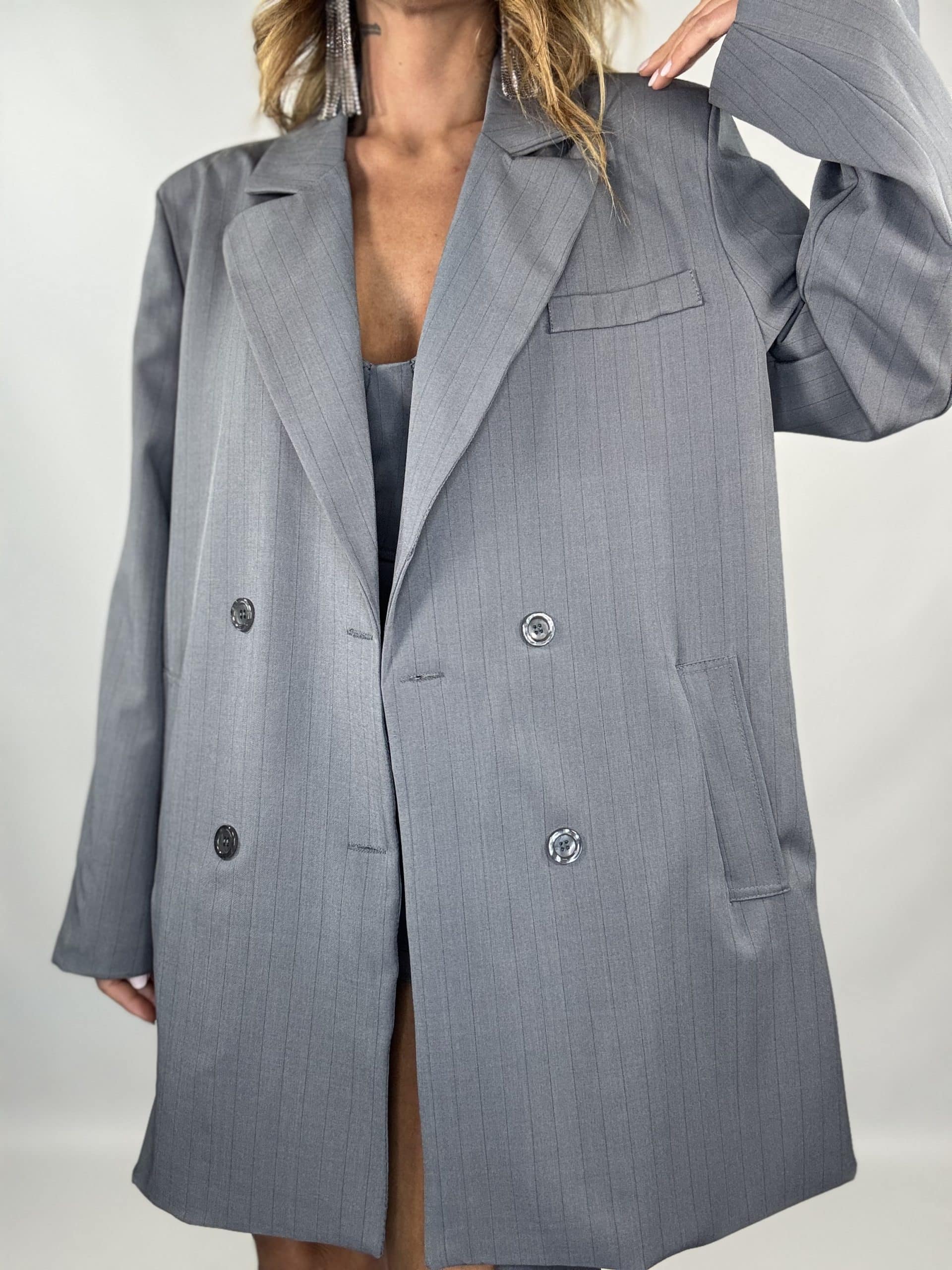 Blazer Super Over Gessato - Grigio