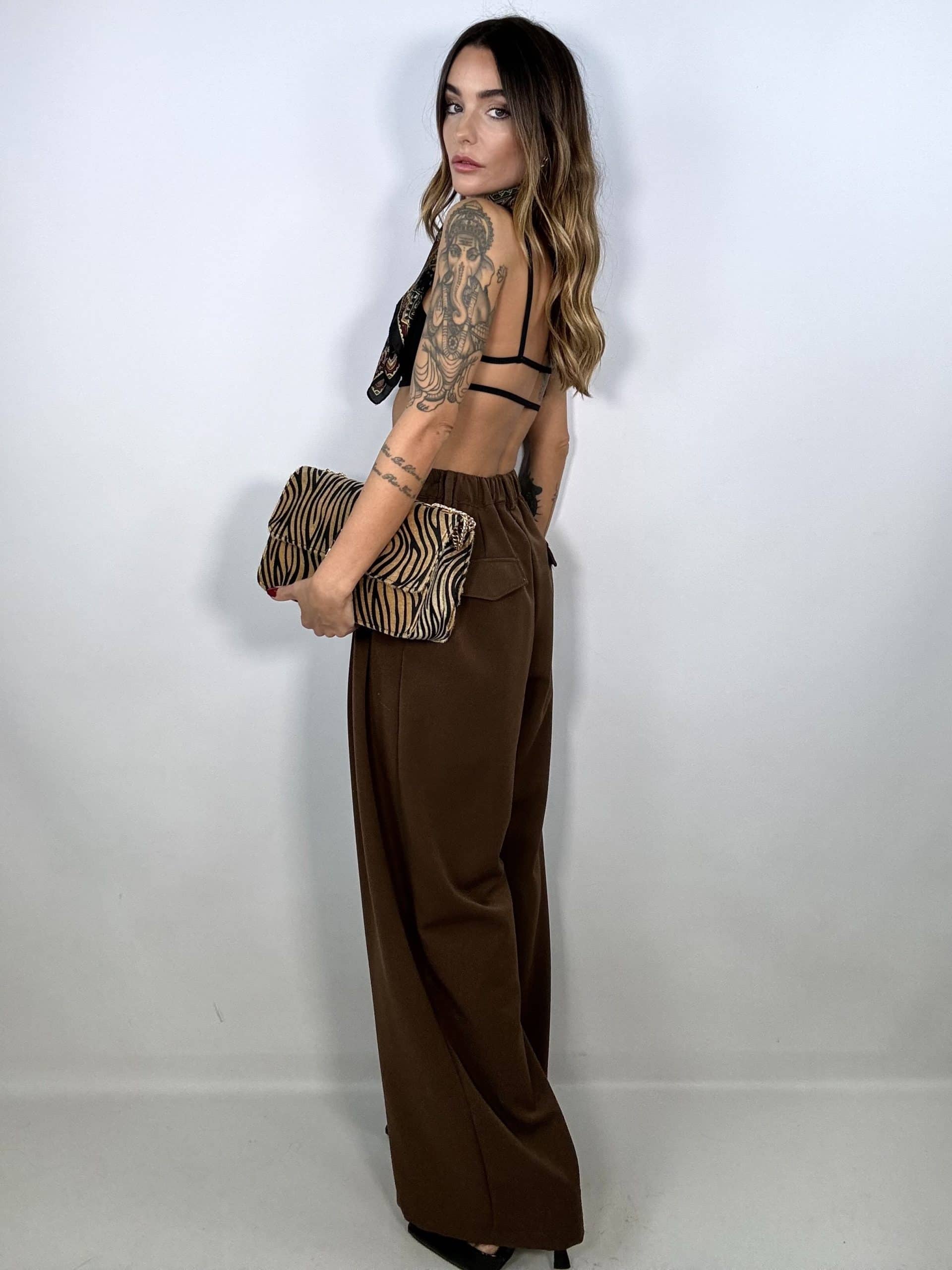 New Pantaloni Completo Wide - Marrone