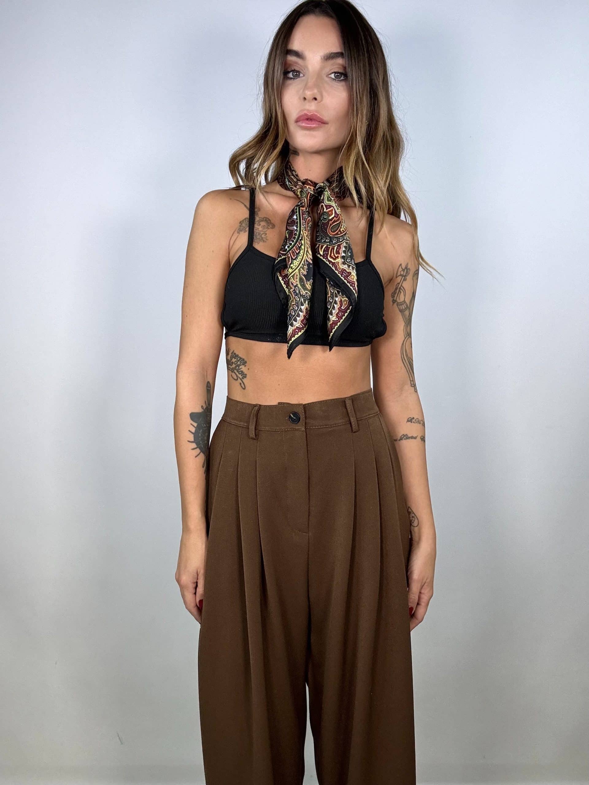 New Pantaloni Completo Wide - Marrone