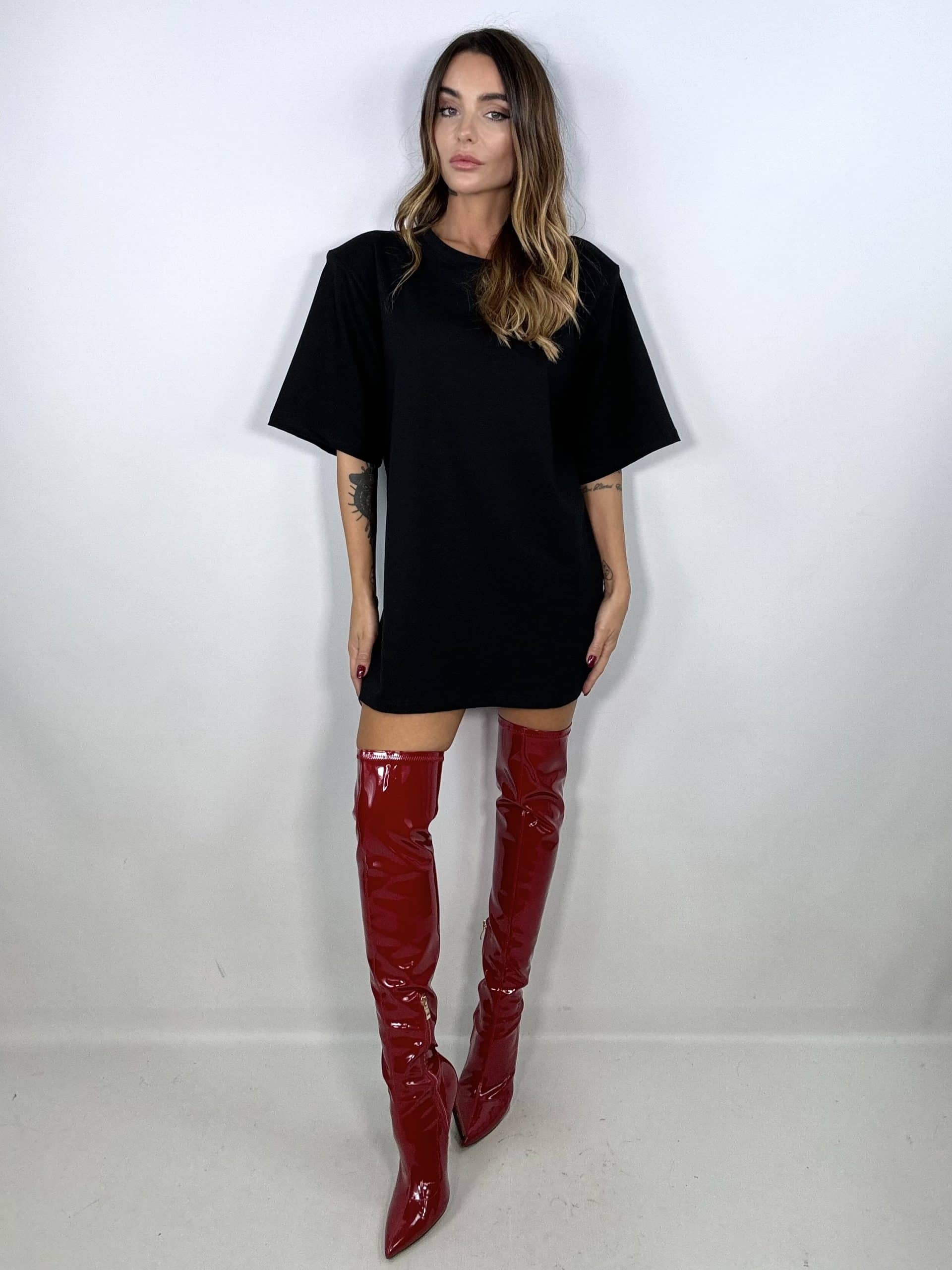 T-shirt Over Spalline Imbottite - Nero