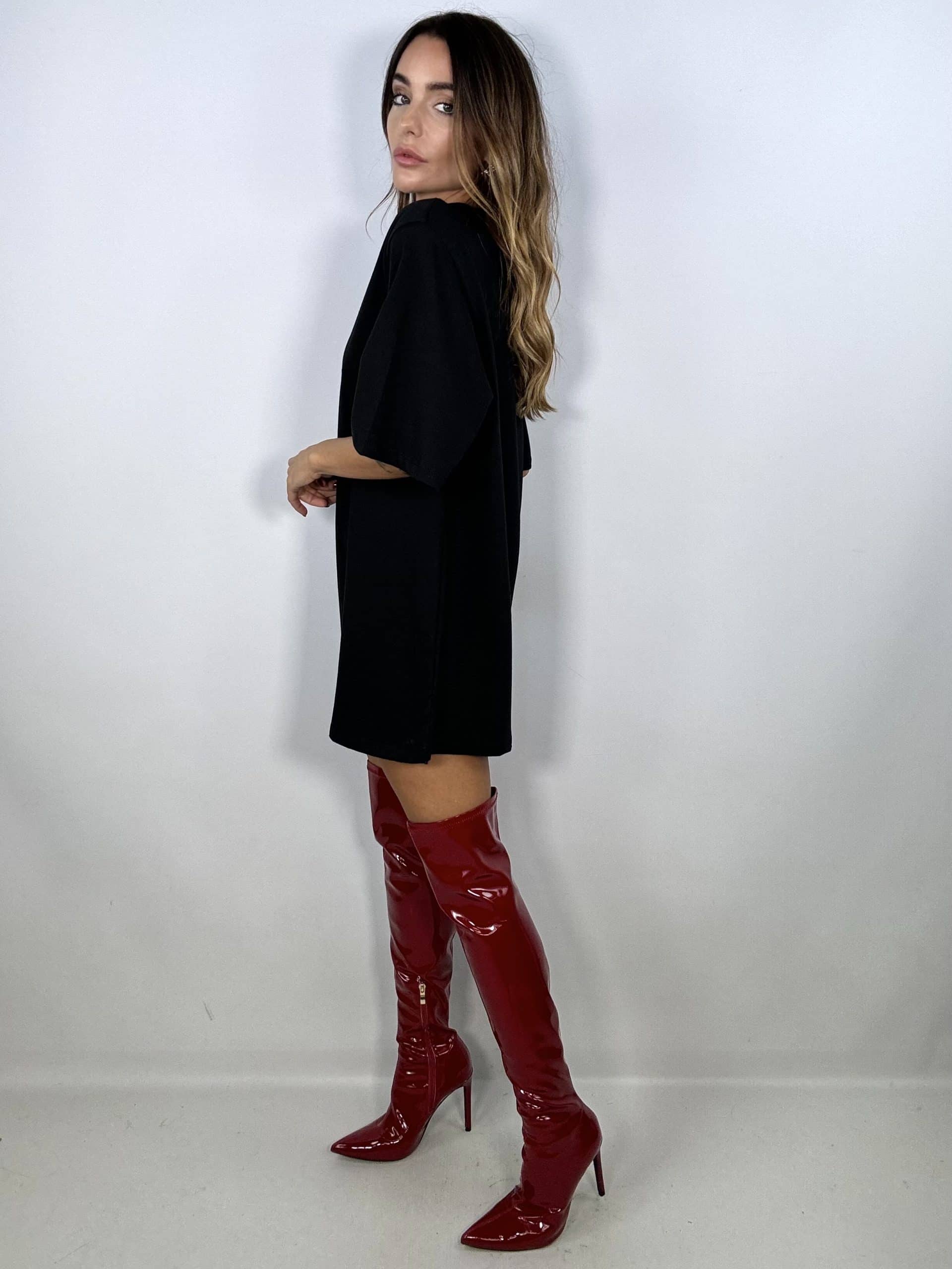 T-shirt Over Spalline Imbottite - Nero