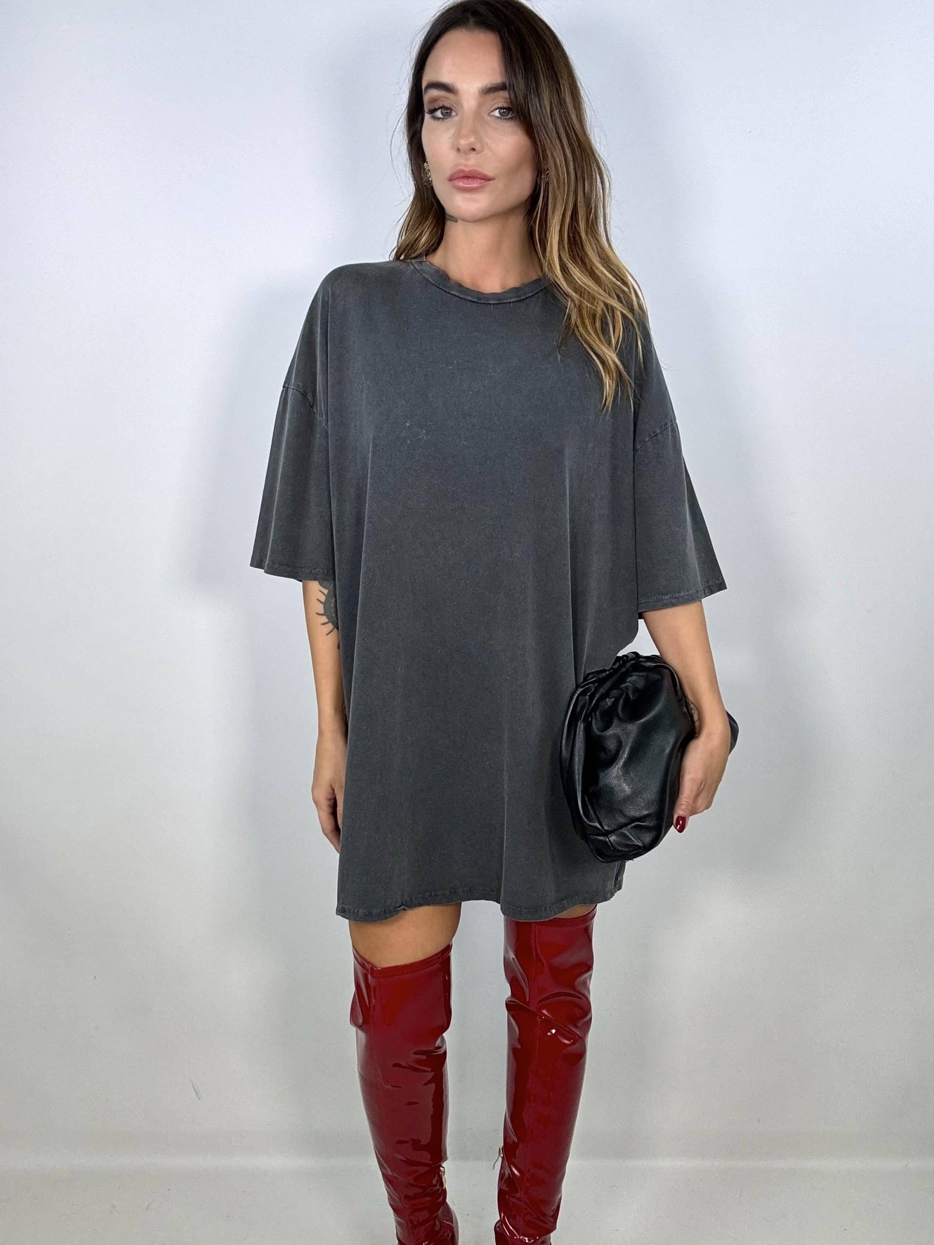 T-shirt Oversize Acid Wash - Grigio