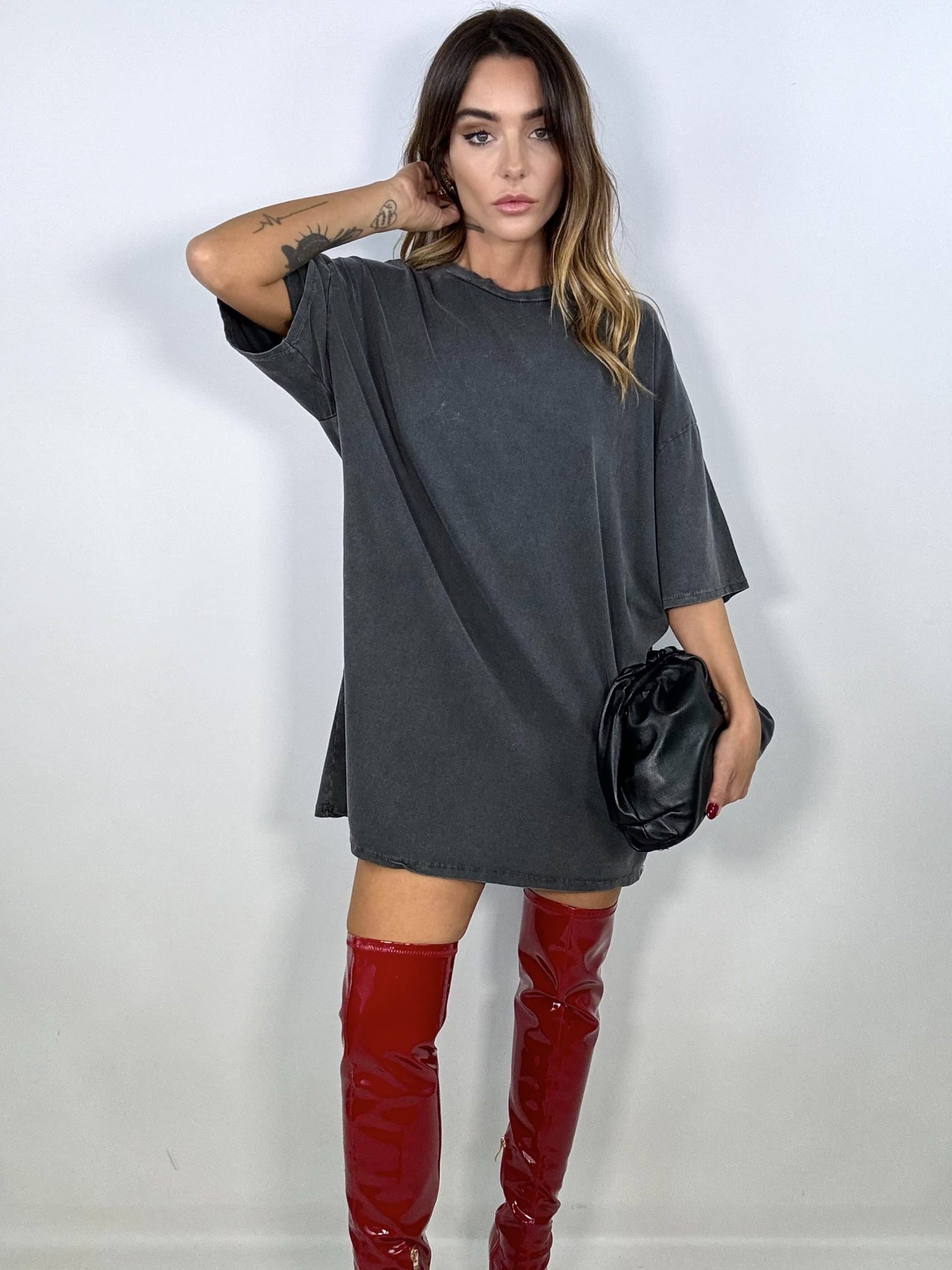 T-shirt Oversize Acid Wash - Grigio