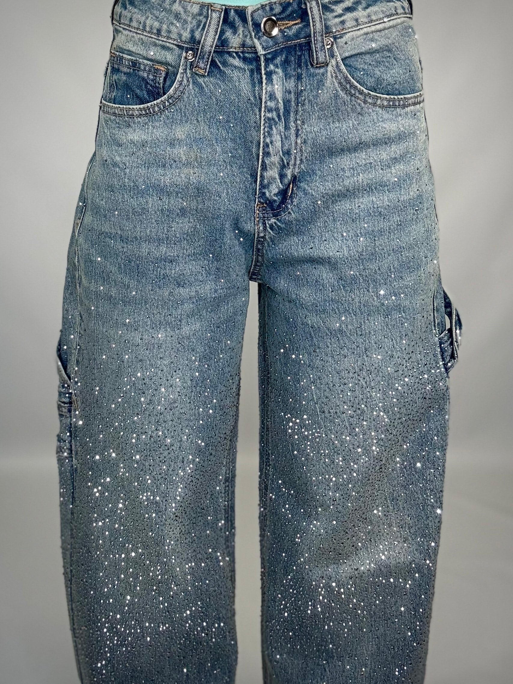 Jeans Baggy Strass - Denim Sabbiato