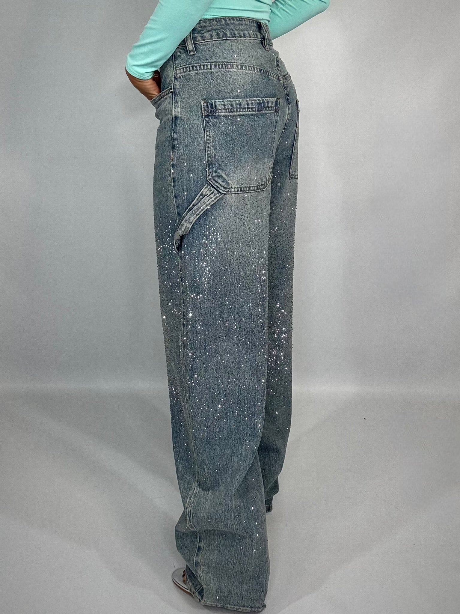 Jeans Baggy Strass - Denim Sabbiato