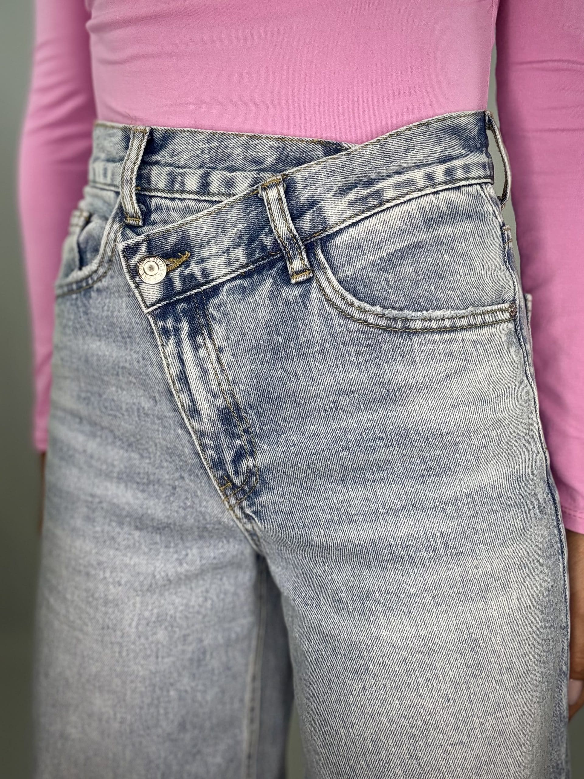 Jeans Wide Incrocio - Denim Chiaro