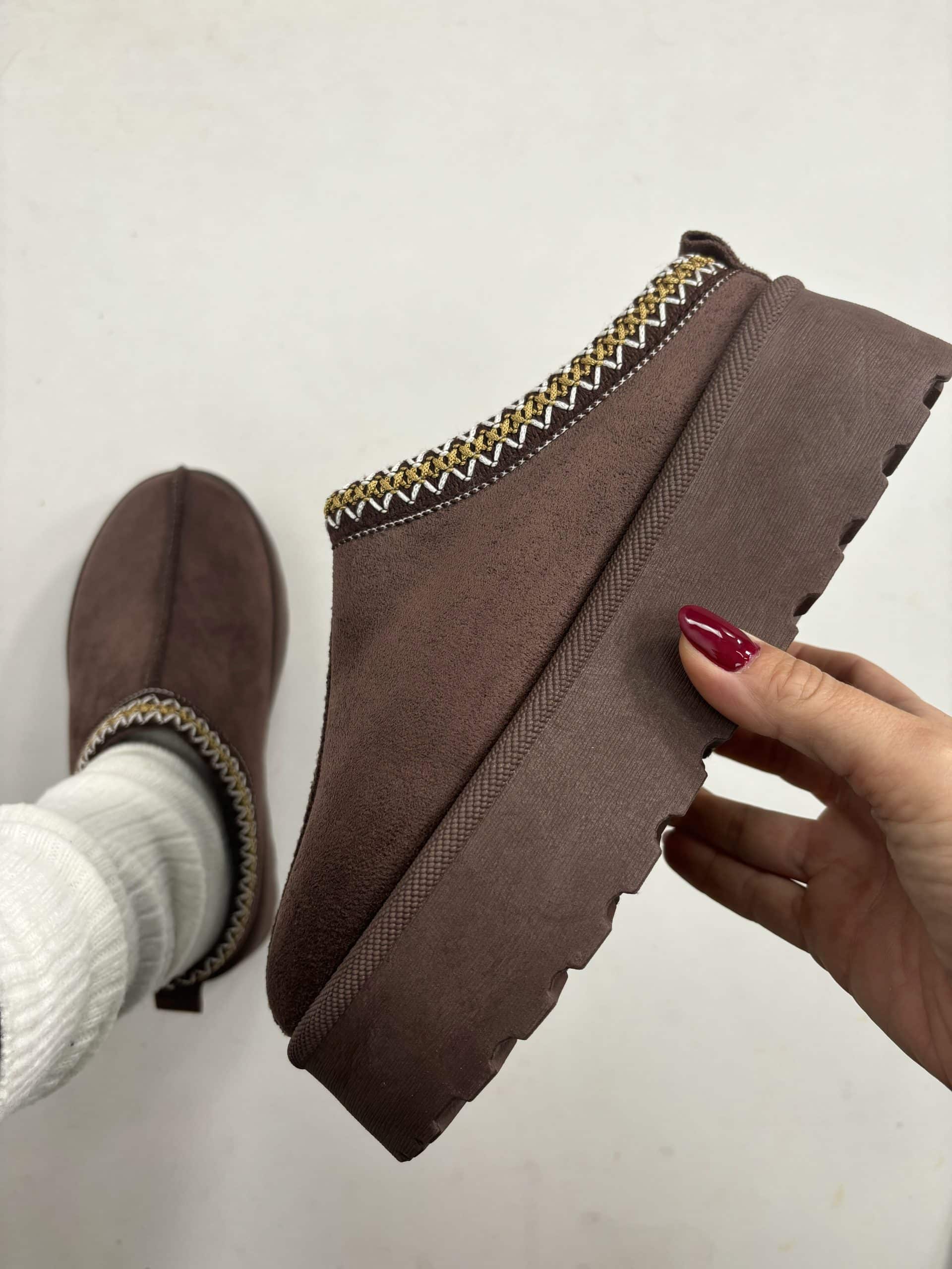 Sabot Platform con Pelo - Marrone