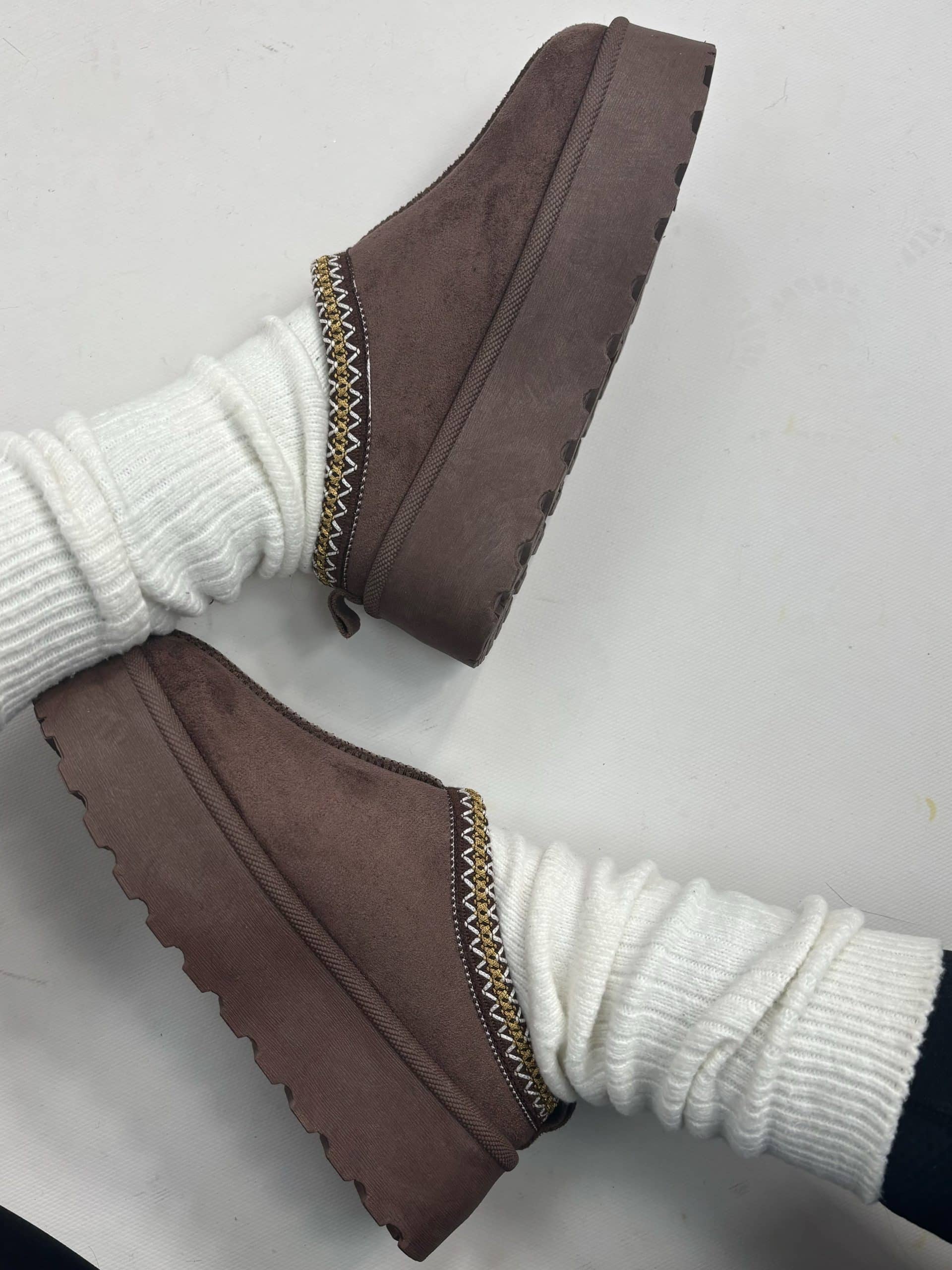 Sabot Platform con Pelo - Marrone