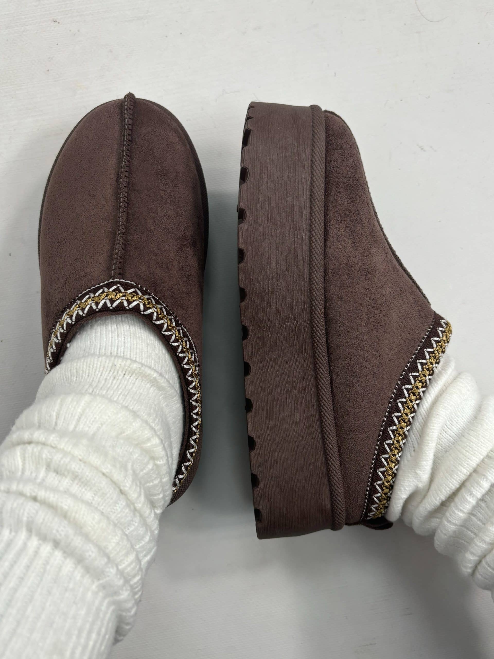 Sabot Platform con Pelo - Marrone