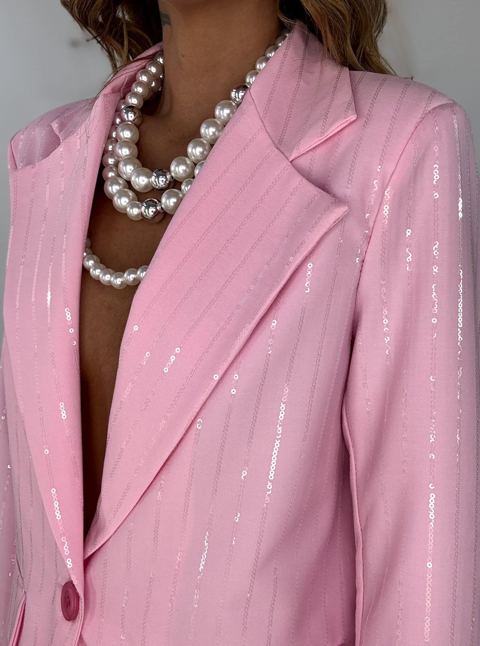 Completo Over Kimono Paillettes - Rosa