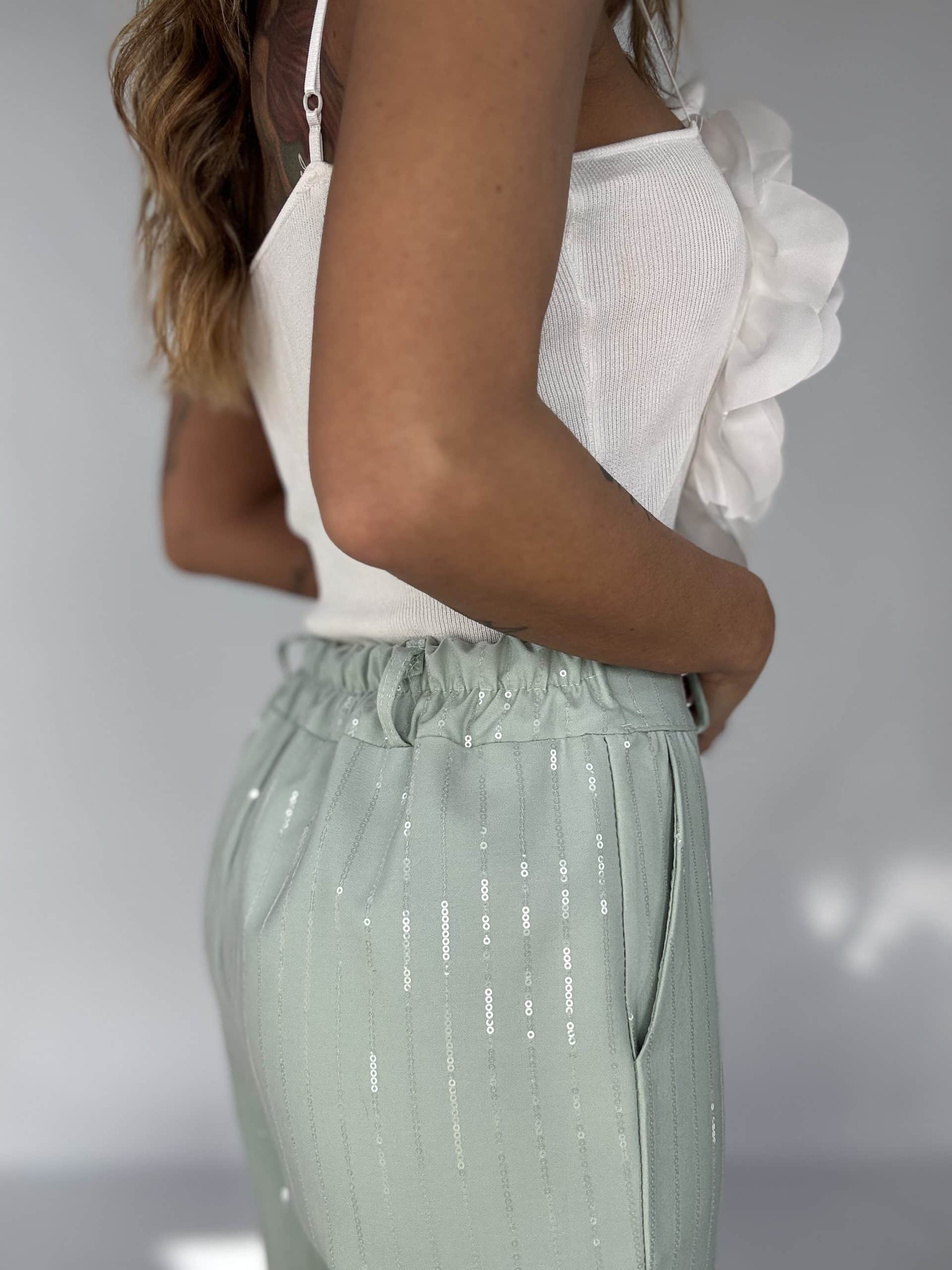 Completo Over Kimono Paillettes - Verde Salvia