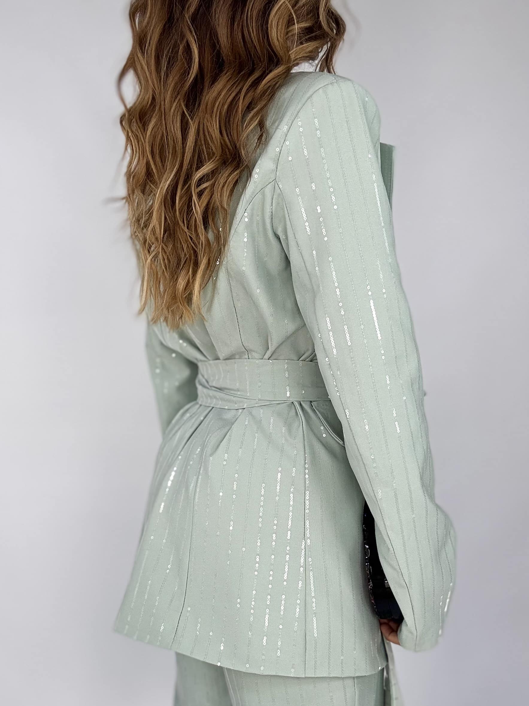 Completo Over Kimono Paillettes - Verde Salvia