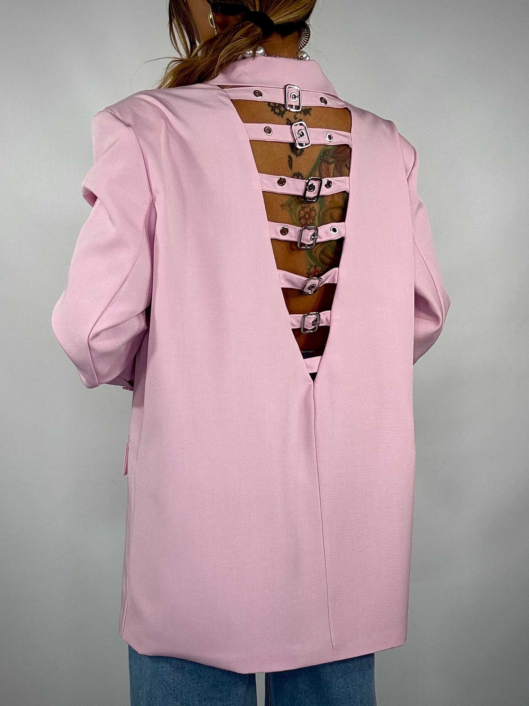 Blazer Over Cut Out con fibbie - Rosa
