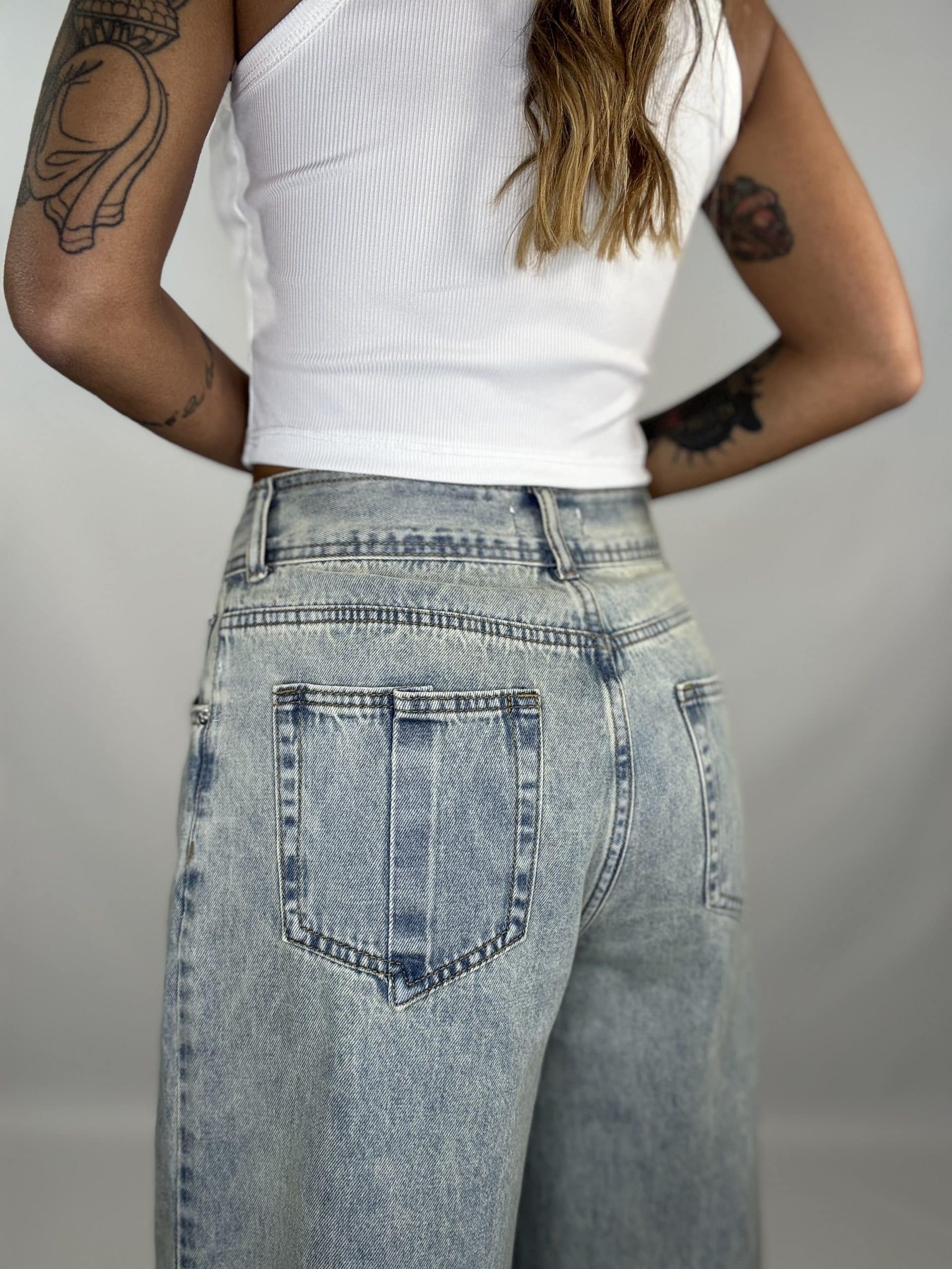 Jeans Super Wide Incrocio - Denim Sabbiato