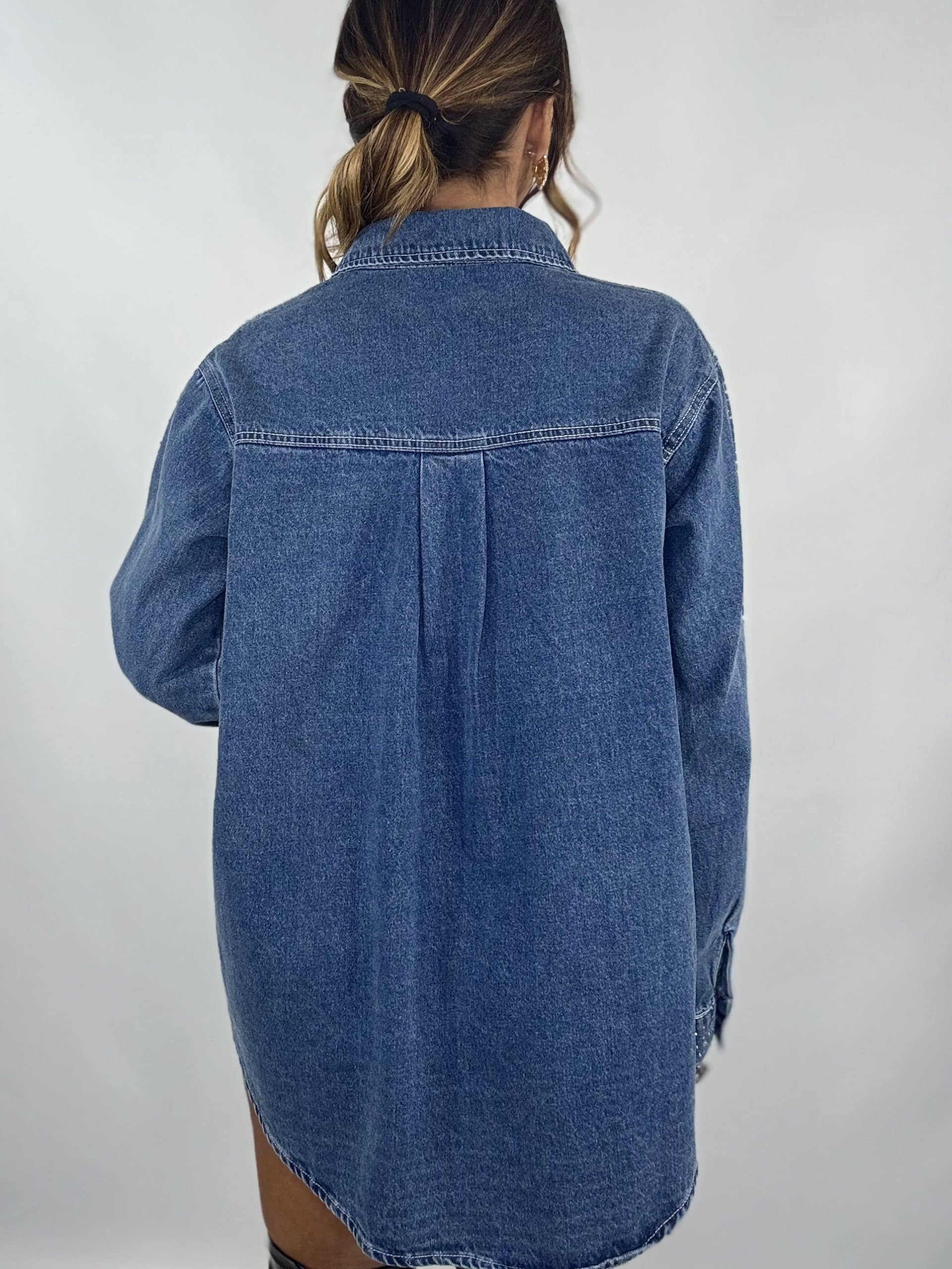 Camicia Jeans Strass - Denim Scuro