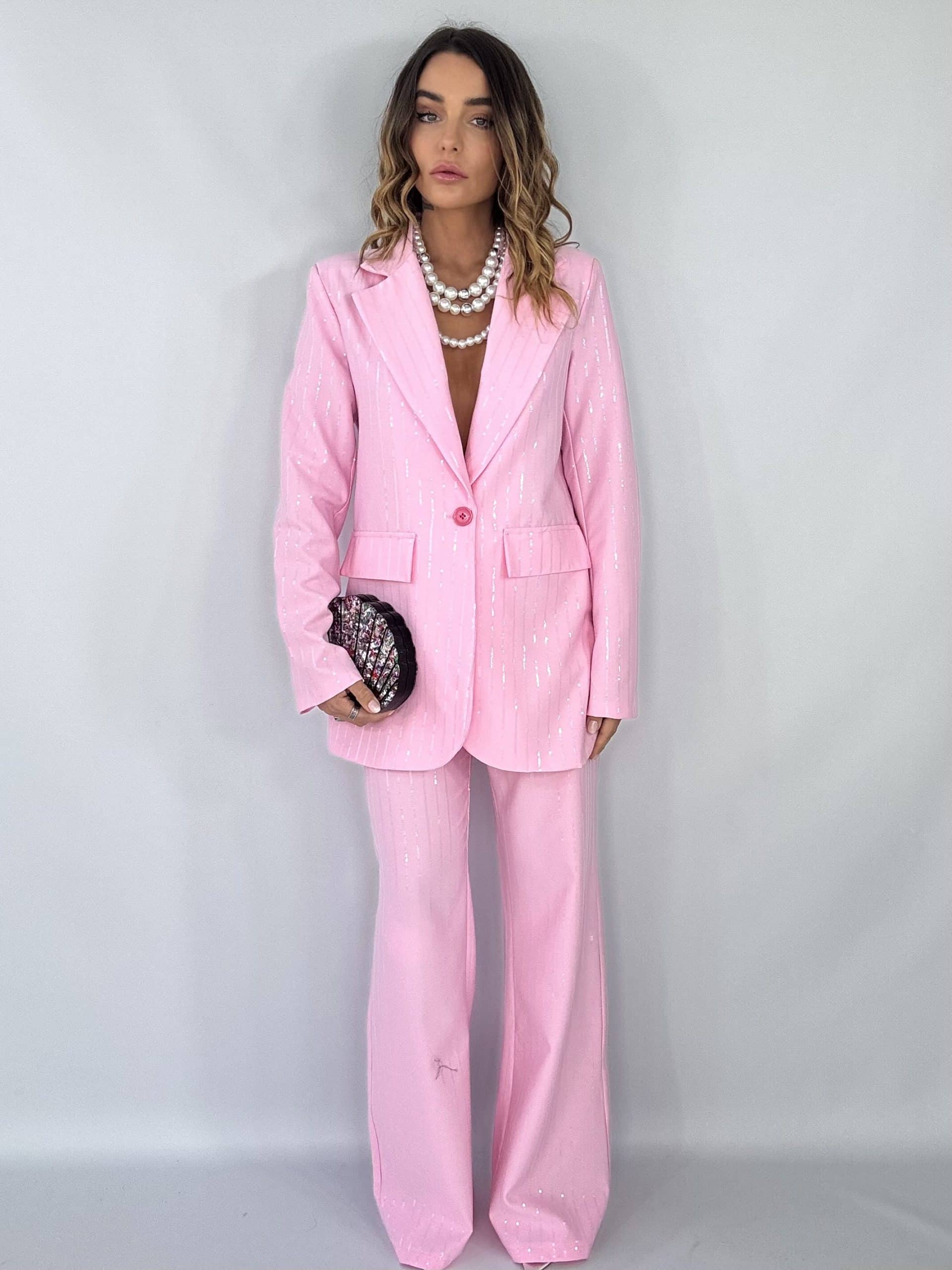 Completo Over Kimono Paillettes - Rosa