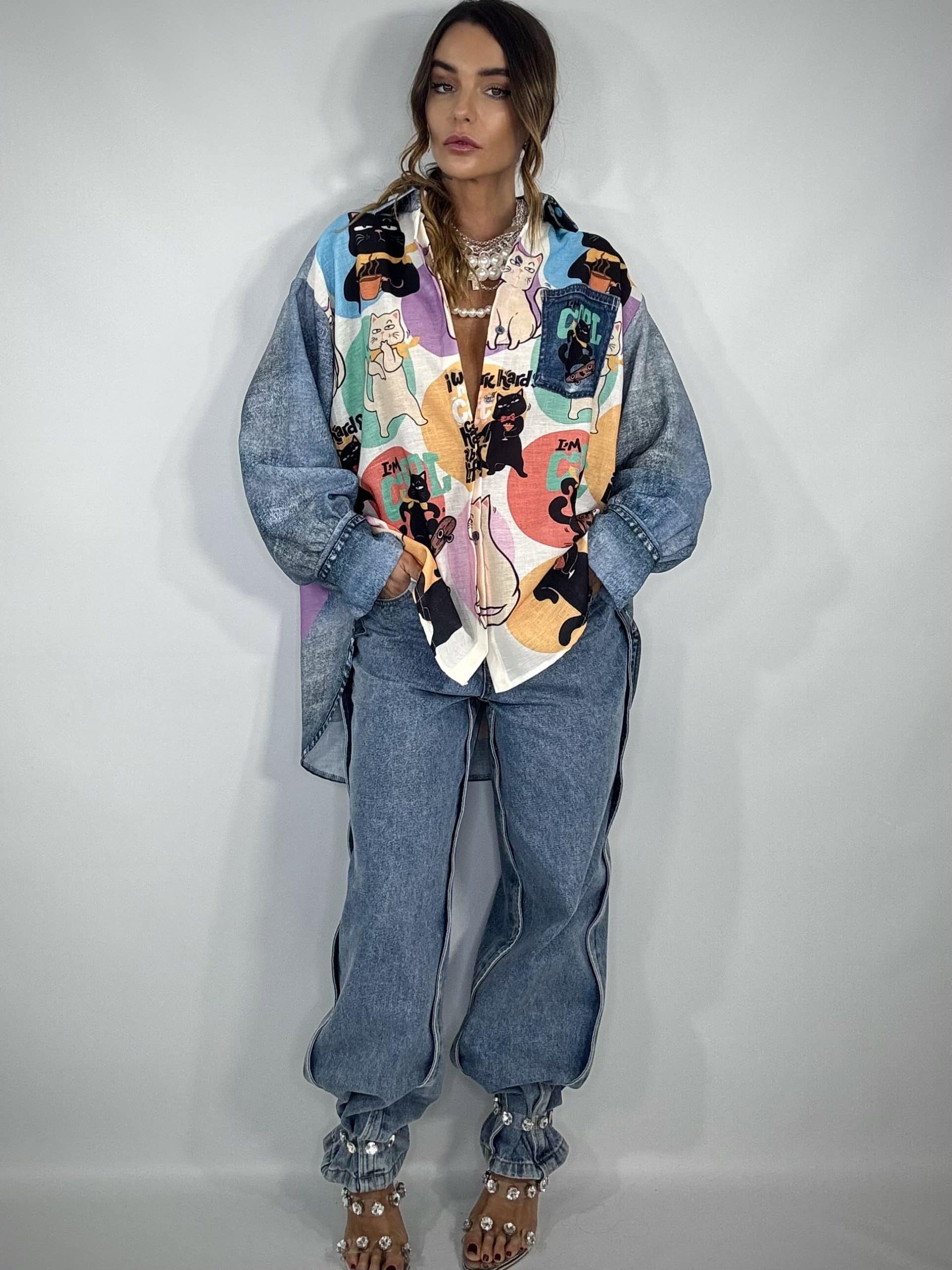 Jeans Boyfriend Cuciture Laterali - Denim