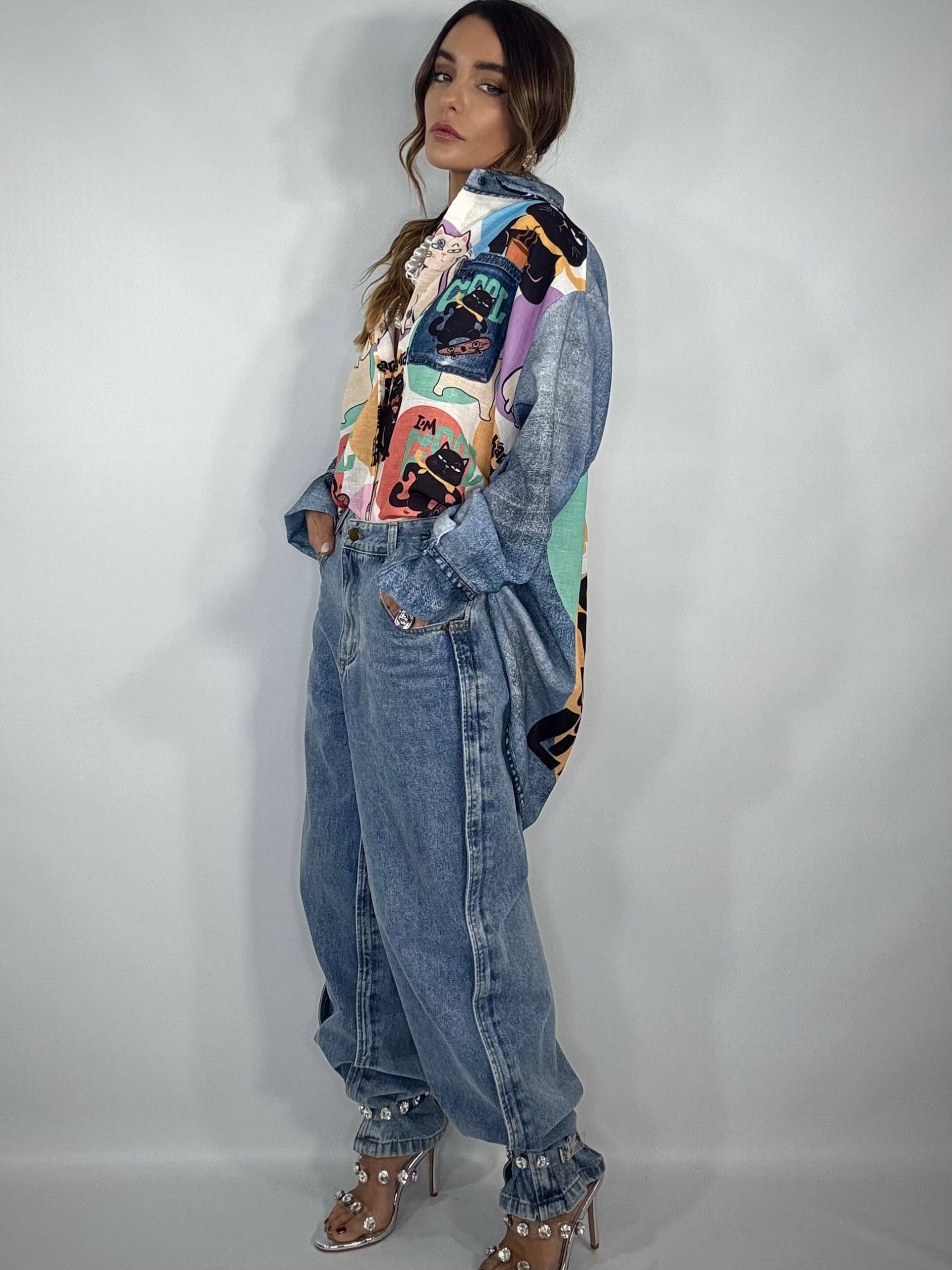Jeans Boyfriend Cuciture Laterali - Denim