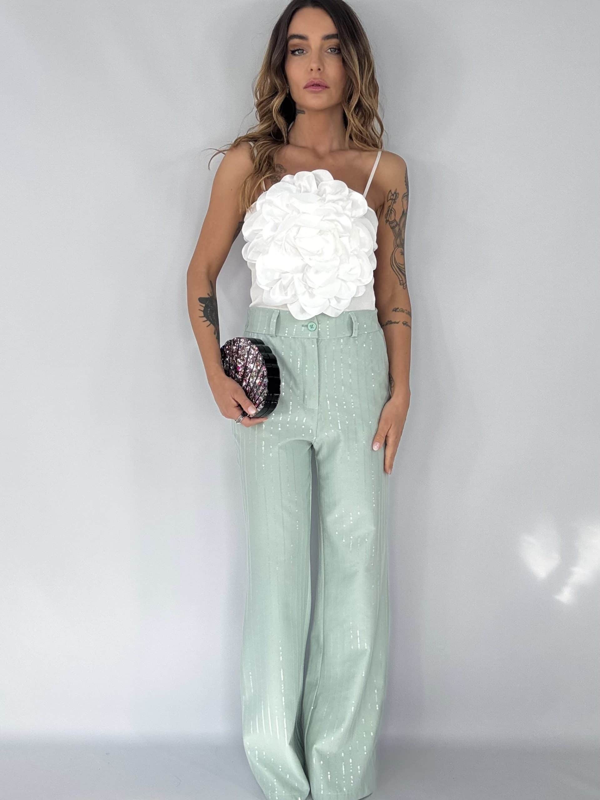 Crop Top Maxi Fiore - Bianco