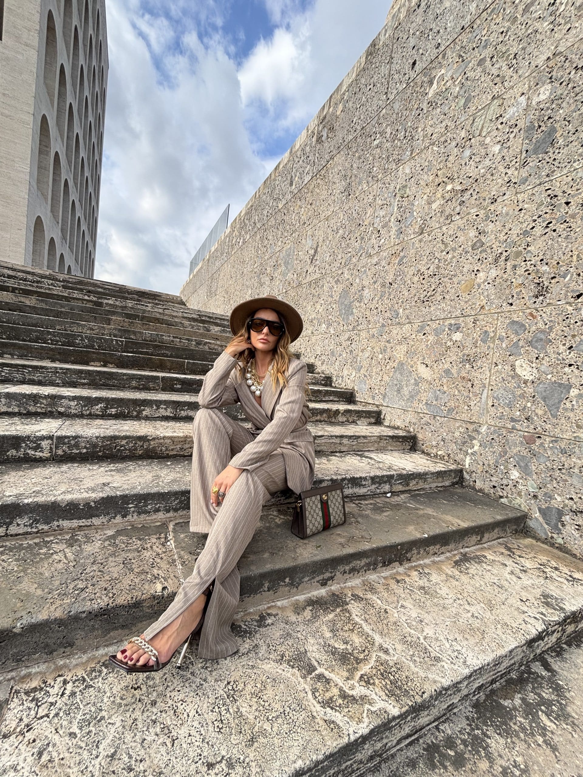 Completo Over Kimono - Gessato Beige