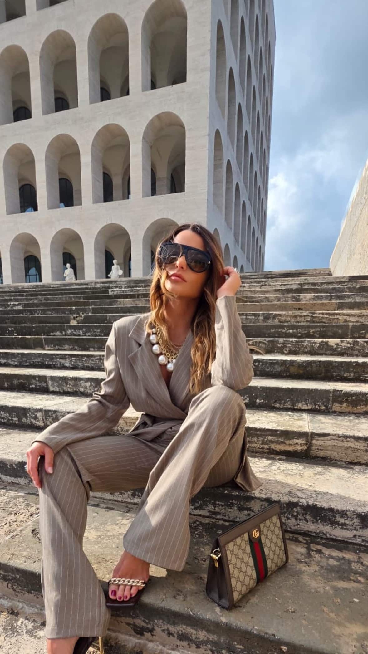 Completo Over Kimono - Gessato Beige