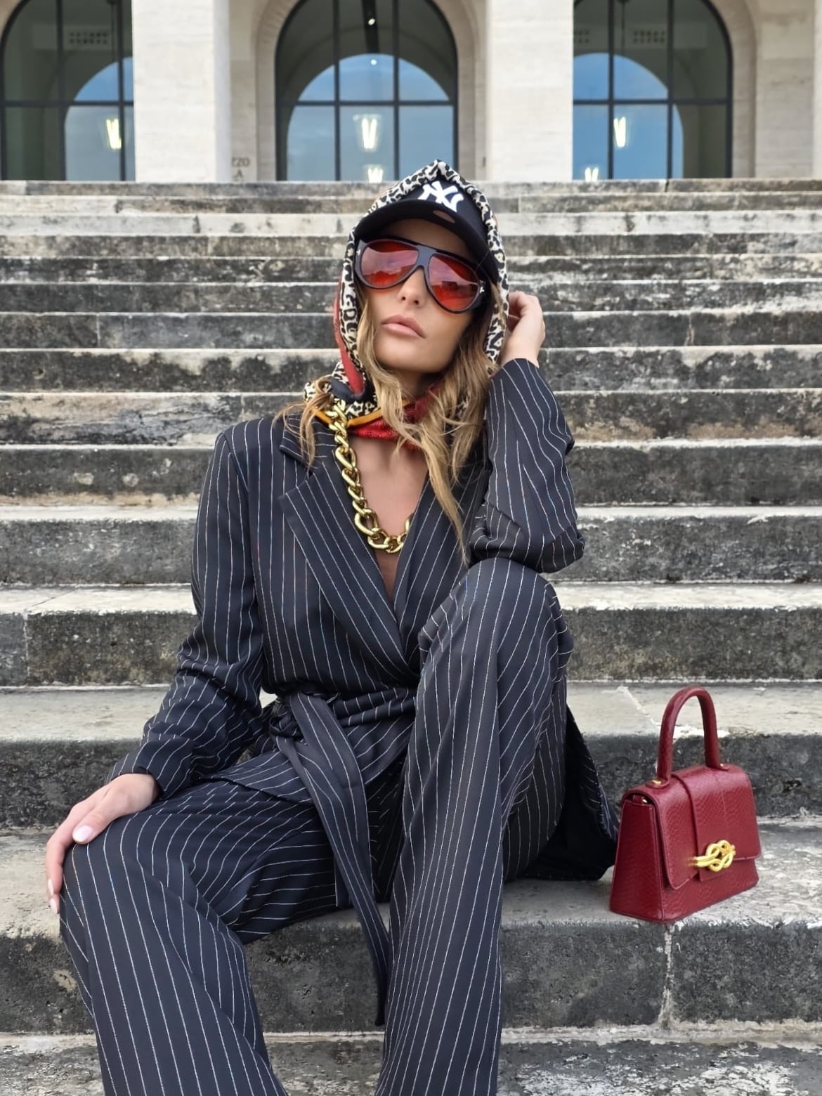 Completo Over Kimono - Gessato Nero