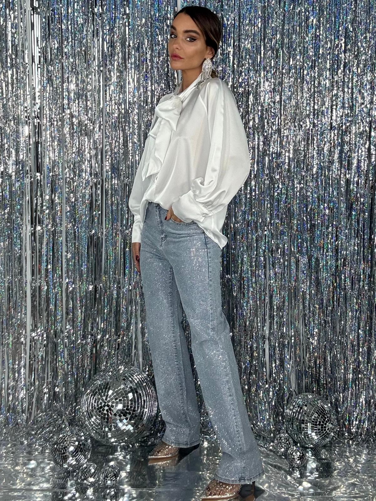 Jeans Straight Super Strass - Denim Chiaro