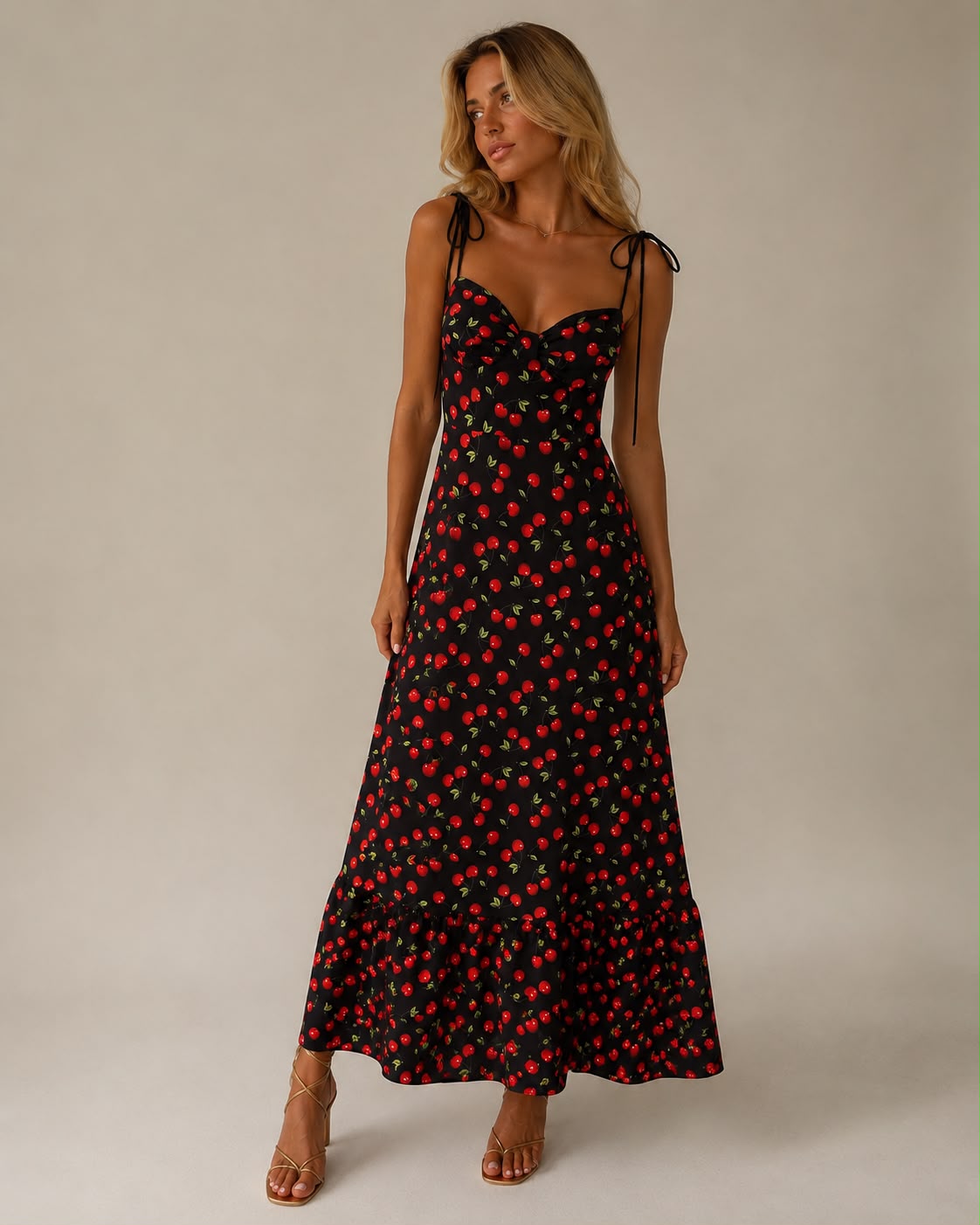 Maxi Dress Soleil - Ciliegie Rosso/ Nero