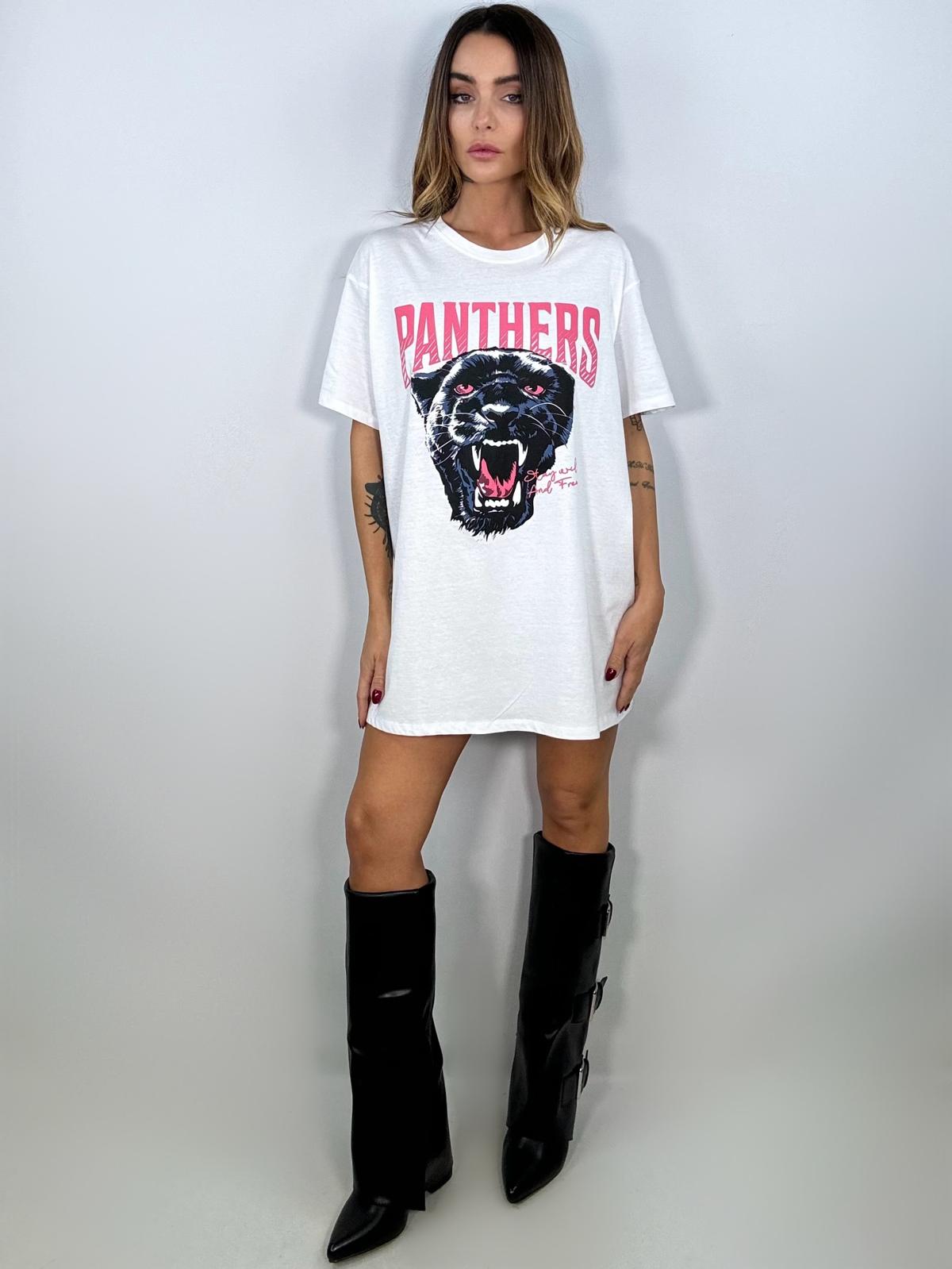 T-shirt Over The Panthers - Bianco